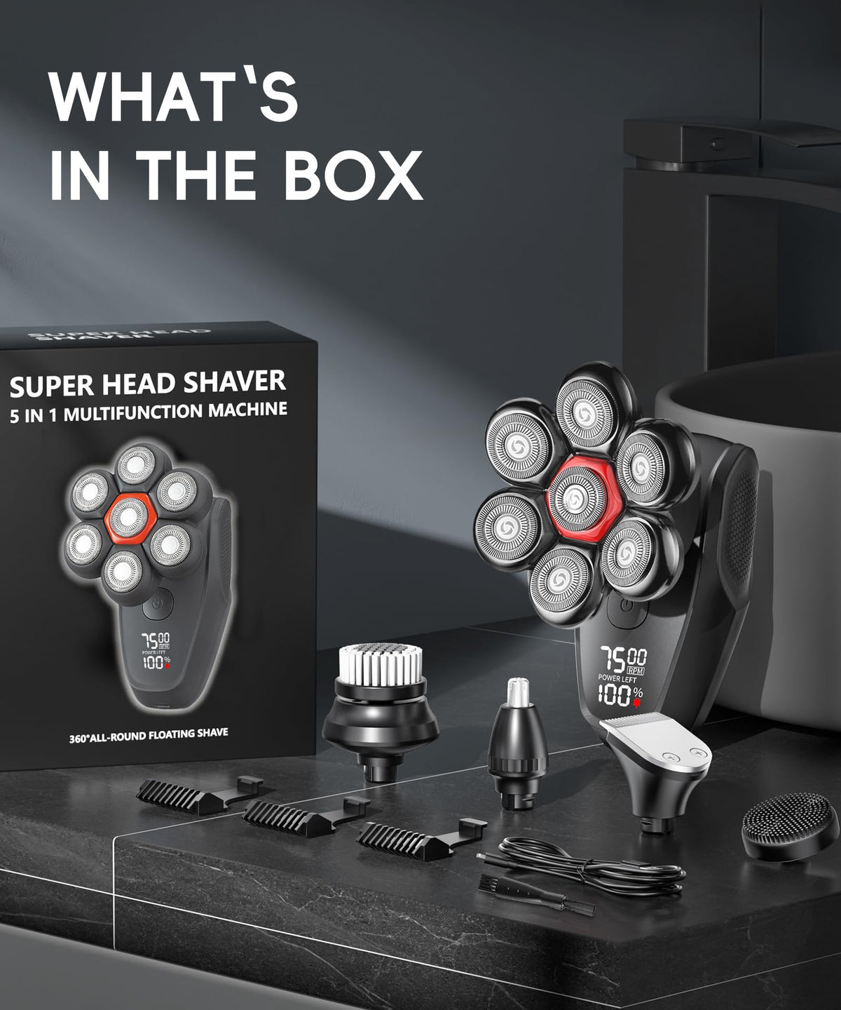 Head Shavers for Bald Men 5 in 1 Men s Grooming Kit IPX8 - Arokart Official Imagery - 3