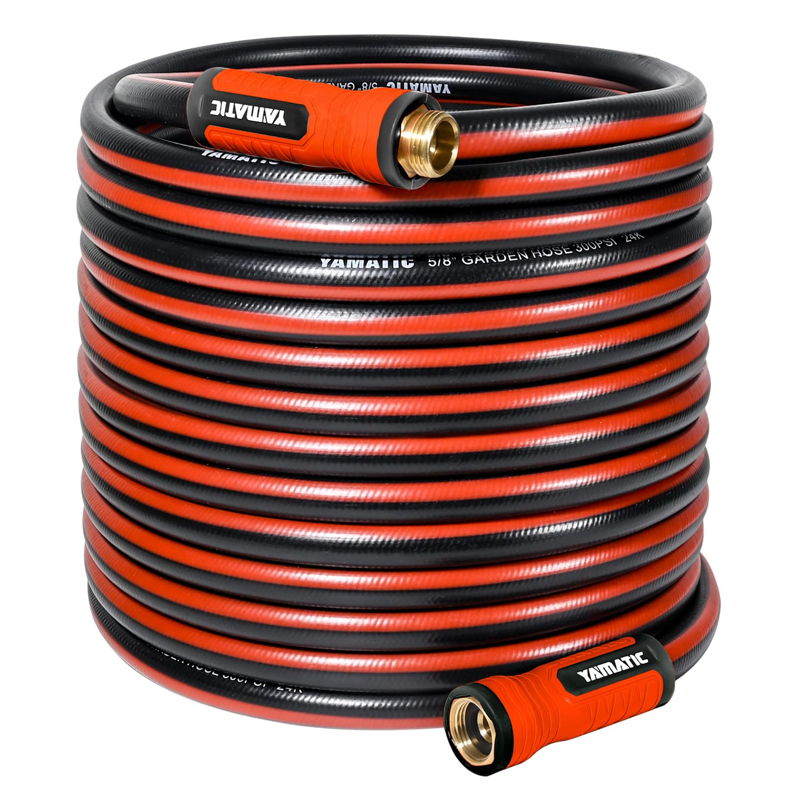 YAMATIC 100ft Flexible Garden Hose 5/8in I.D. with 360° Swivel Br - YAMATIC Official Product View 1