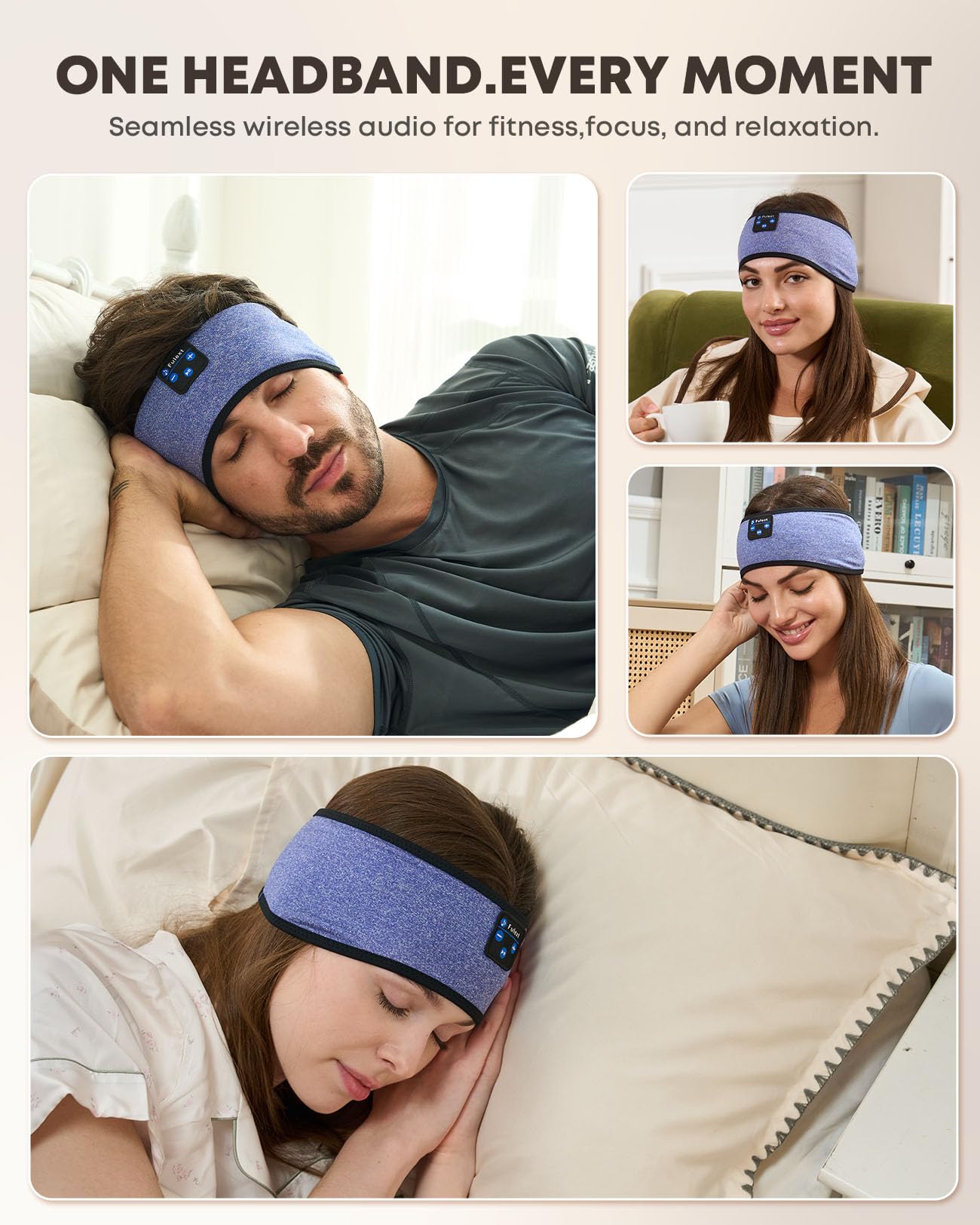 Fulext Sleep Headphones Bluetooth 5.4 Headband, Sleeping Headphones with Built-i - Fulext Official Product View 9