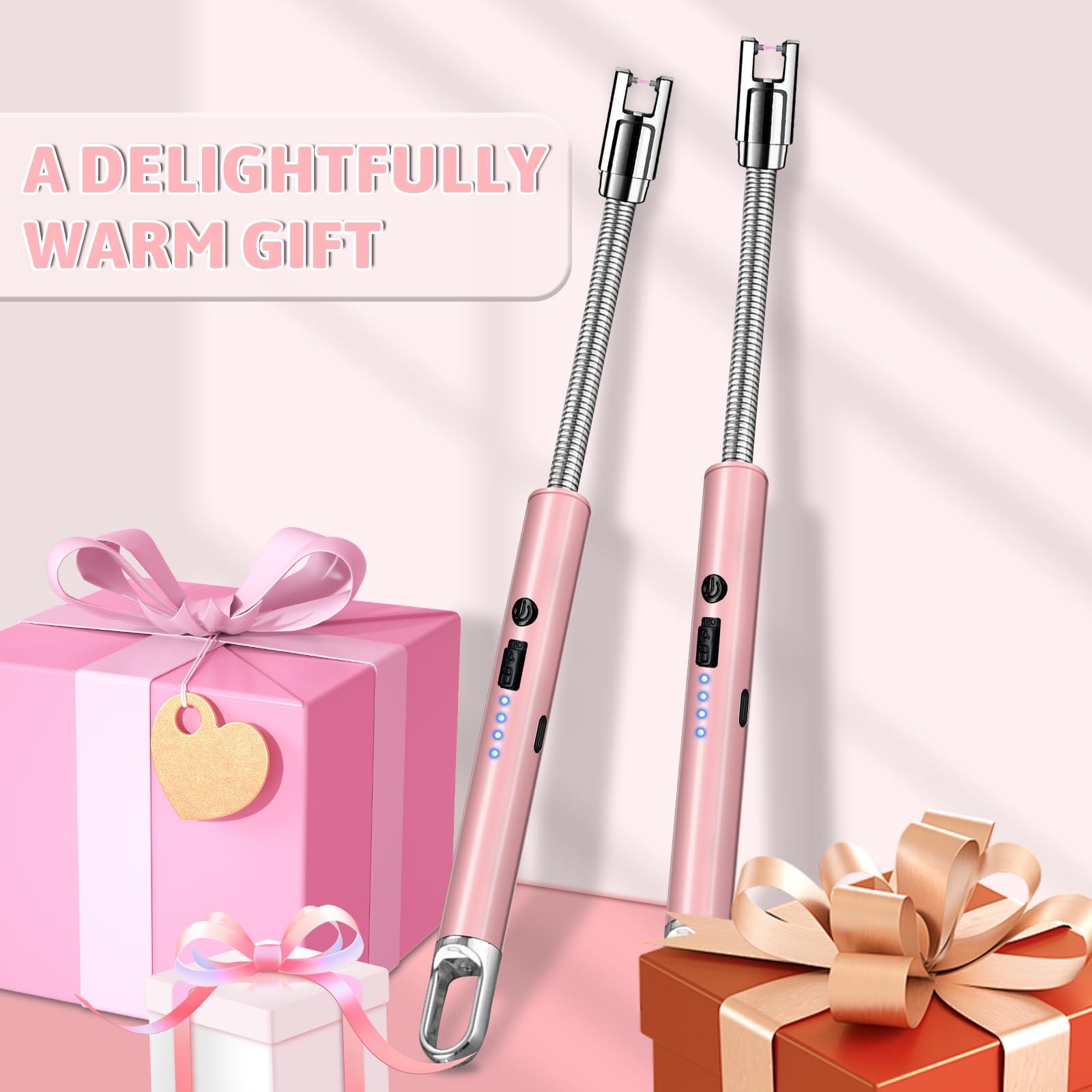 Jamestry 2 PCS Electric Lighter, Pink Candle Lighter Arc Windproof Fla - View 7