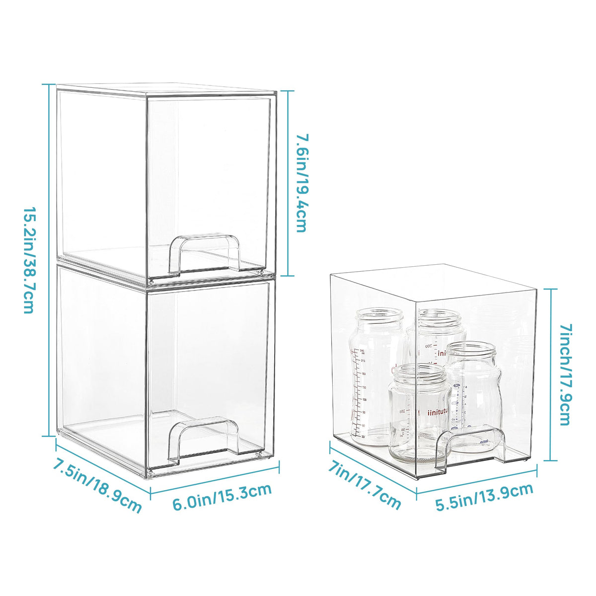 Vtopmart Clear Stackable Storage Drawers 4 Pack Tall Plastic - Vtopmart Official Imagery - 3