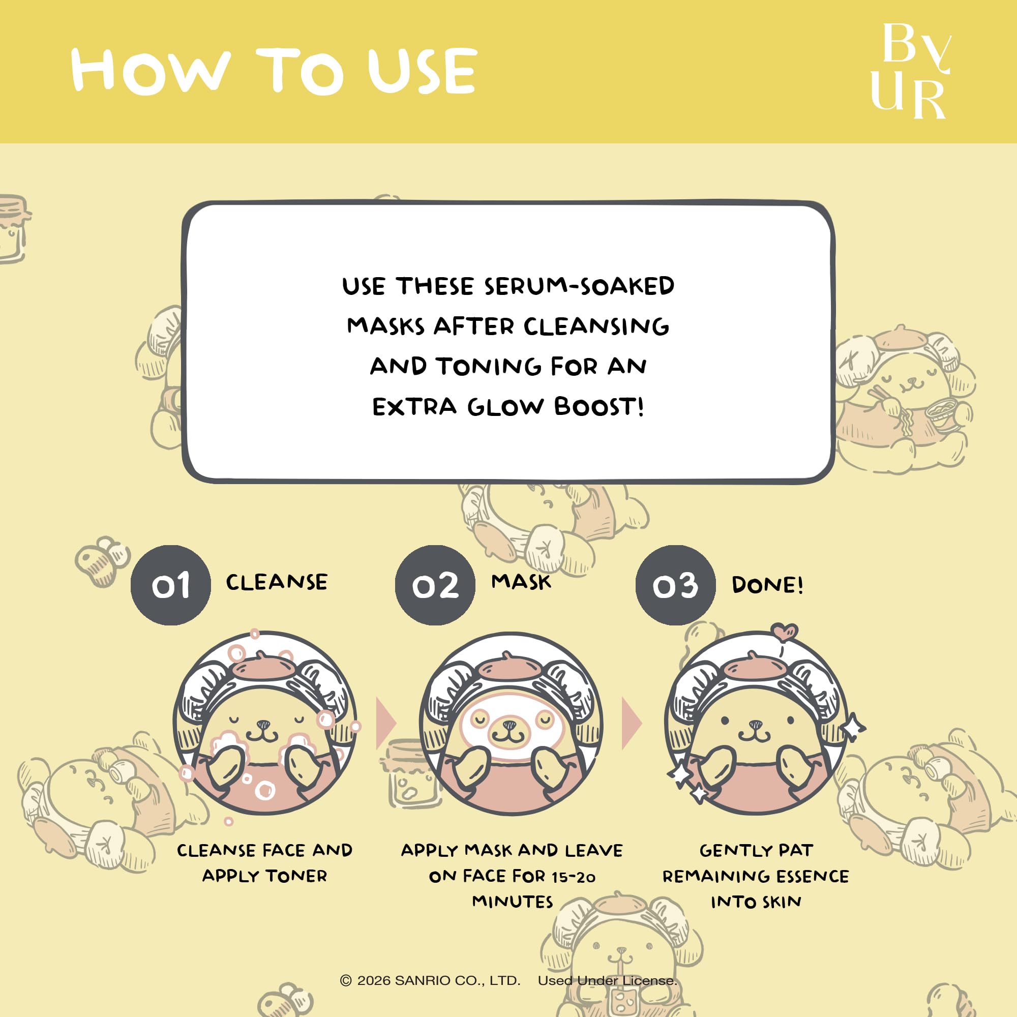 ByUR Honey Gorgeous Sanrio Character Daily Aqua Serum Mask (1 - ByUR