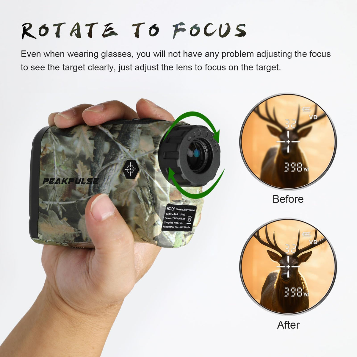 Hunting Range Finder 1400Yds 6X Angle Height Spare Batt - PEAKPULSE Official Imagery - 8
