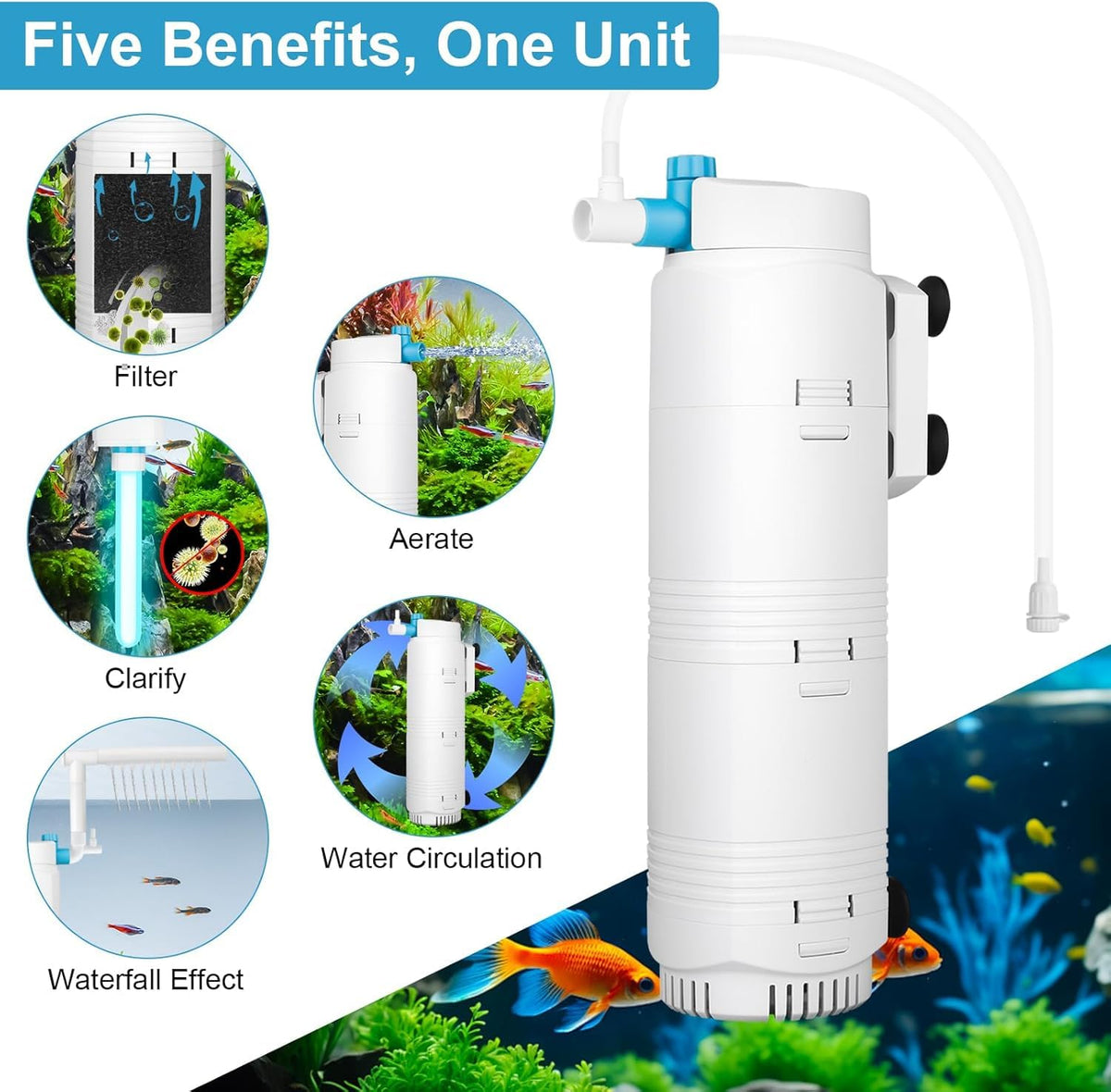 291GPH Aquarium Filter with U V Light and Timer for 40 160 - DESUMG Official Imagery - 8