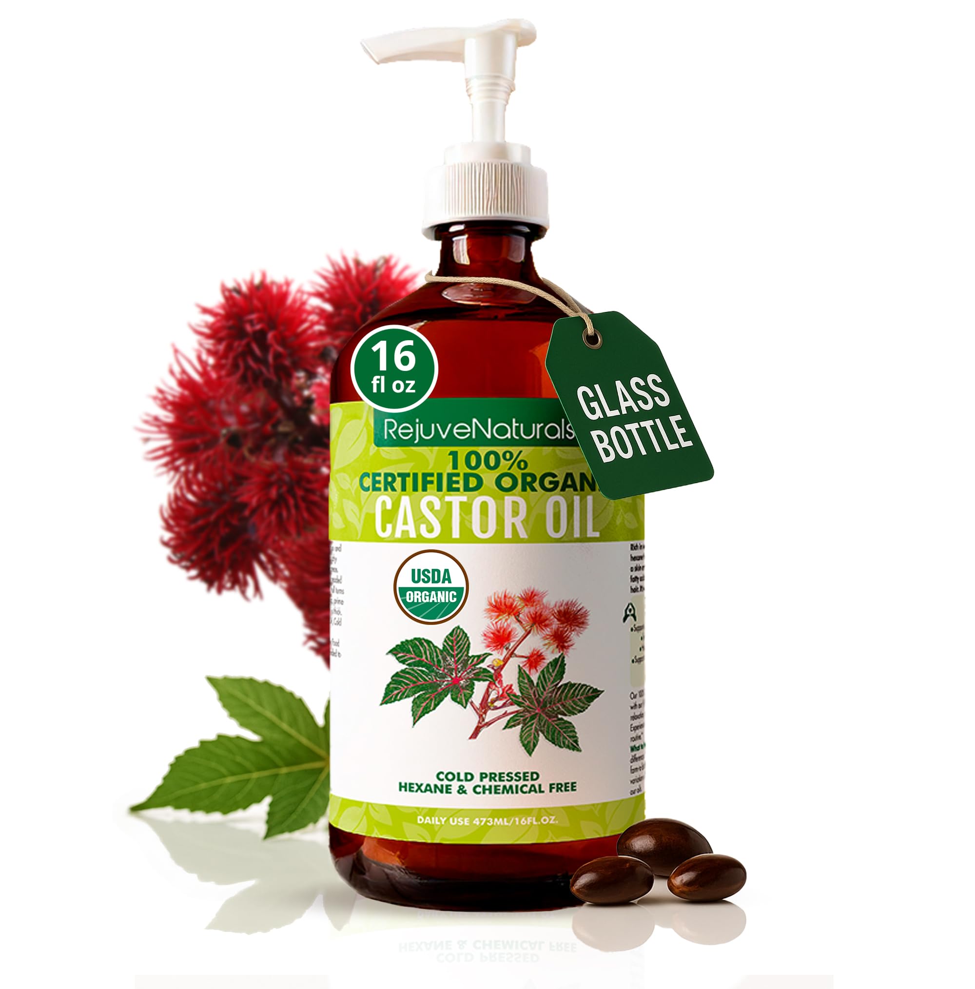RejuveNaturals Castor Oil   USDA Certified Organic, 100% Pure, Co - RejuveNaturals Official Product View 2