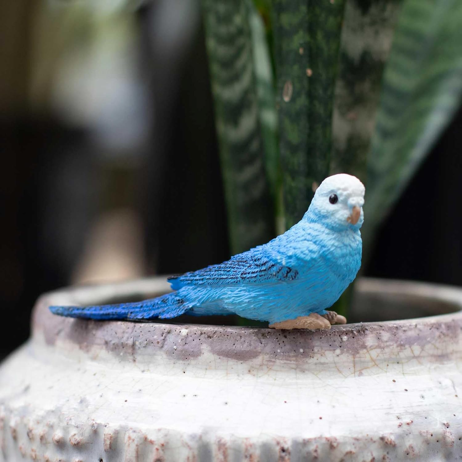 Blue Budgie figurine by Safari Ltd., detailed 3-inch plastic bird model for educational and play use.