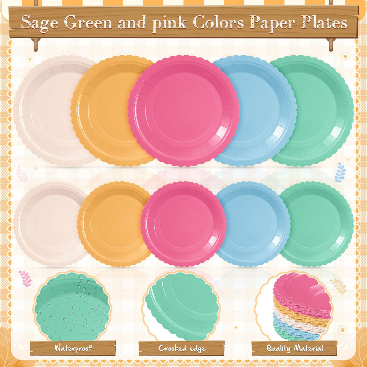 Zhehao 175 Pcs Candy Colors Party Plates Cups Napkins Set - Zhehao Official Imagery - 5