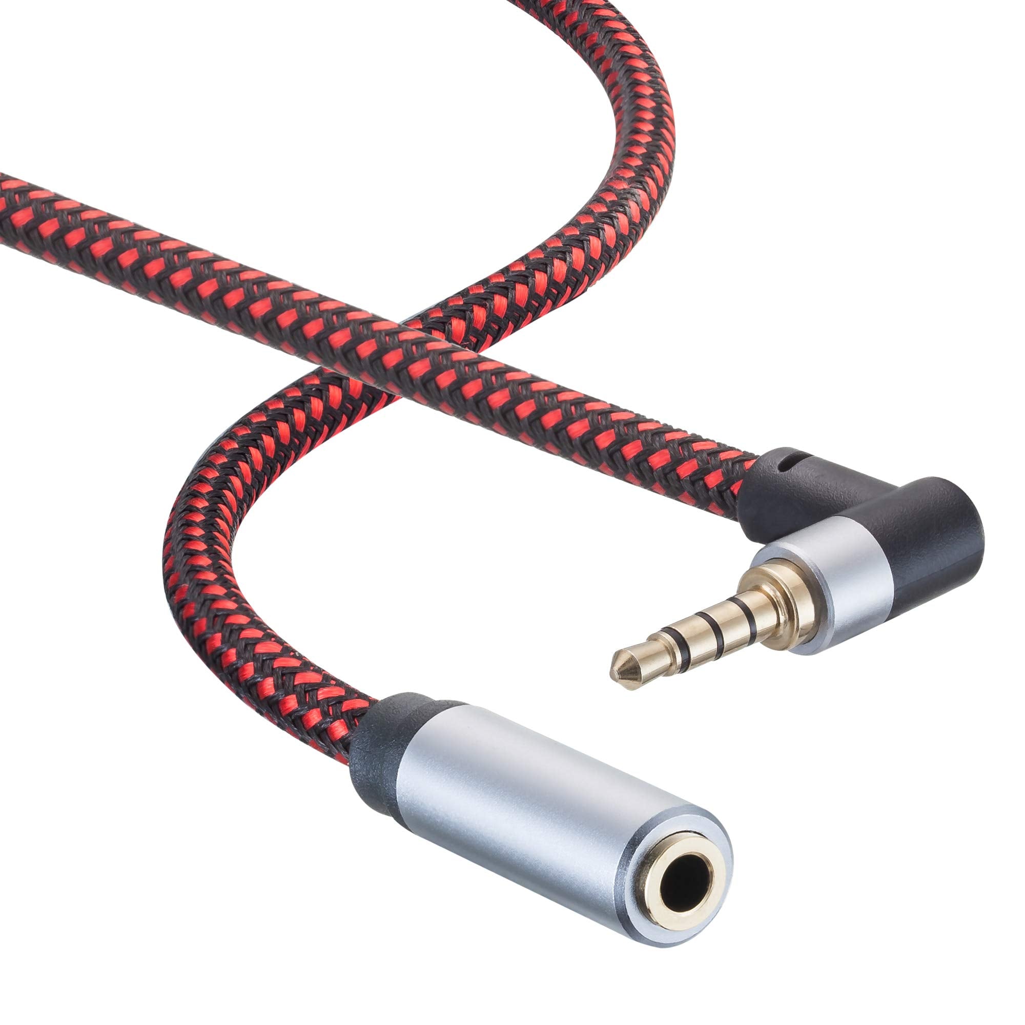 Tiierzon Audio Mic Ext Cable,6Ft 90 TRRS 3.5mm M/F Aux Cord Heads by Tiierzon - Angle View 2