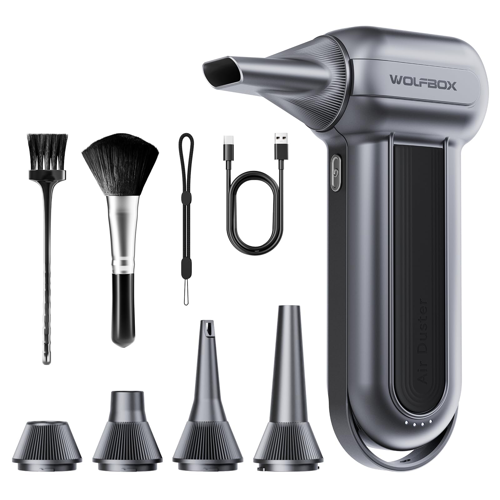 WOLFBOX MF100 Compressed Air Duster, 150000RPM Turbo Fan, 45 m/s - WOLFBOX Official Product View 1