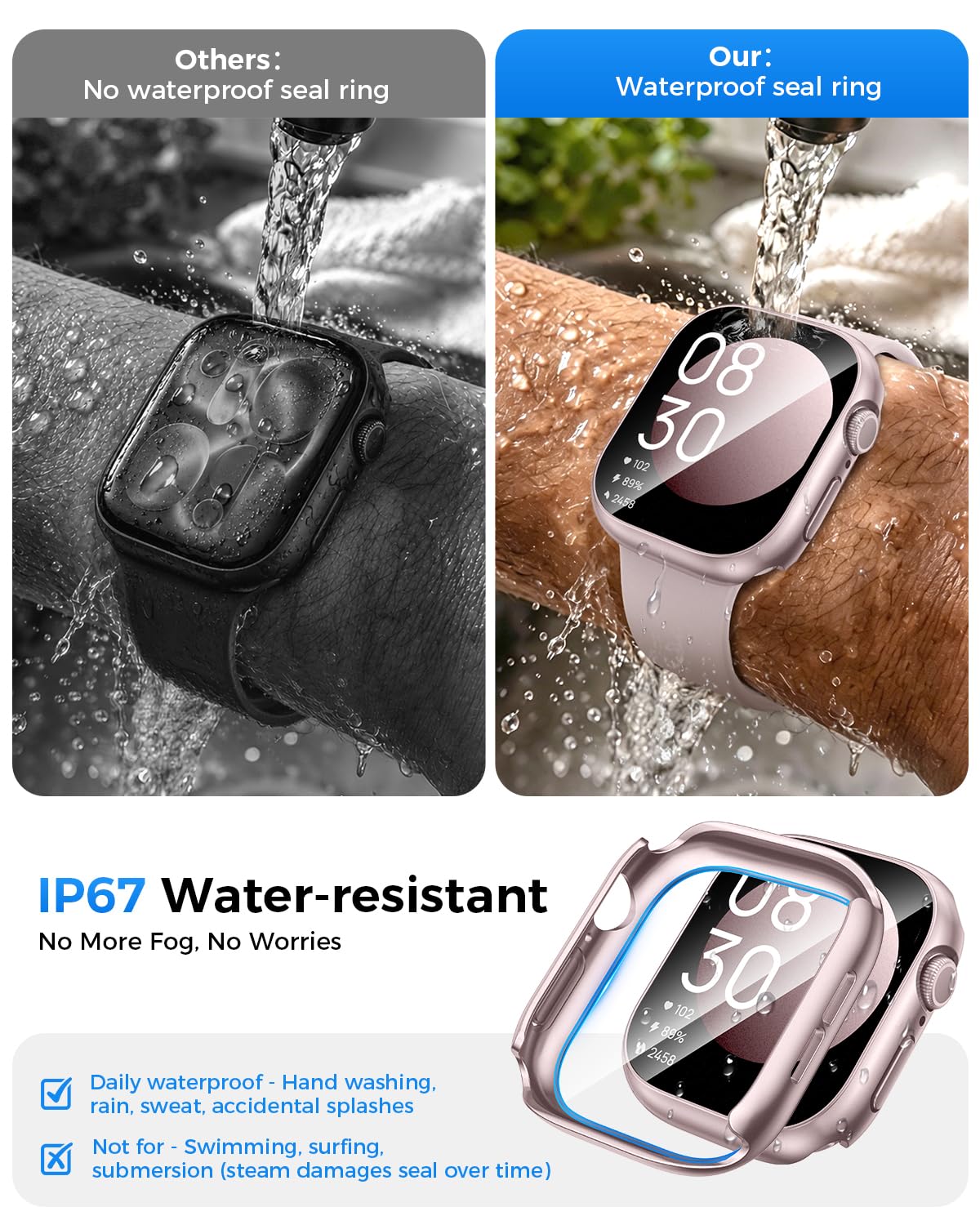 Goton IP67 Waterproof Case with Glass for Apple Watch 40mm Series 6/5/ - View 3