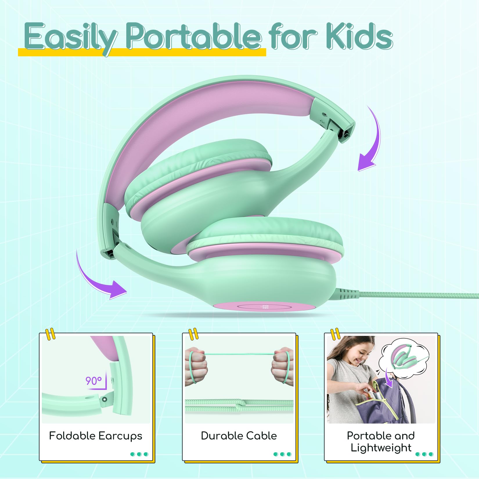 EarFun K1 Kids Headphones Wired with Mic, Volume Limit Headphones - EarFun Official Product View 8