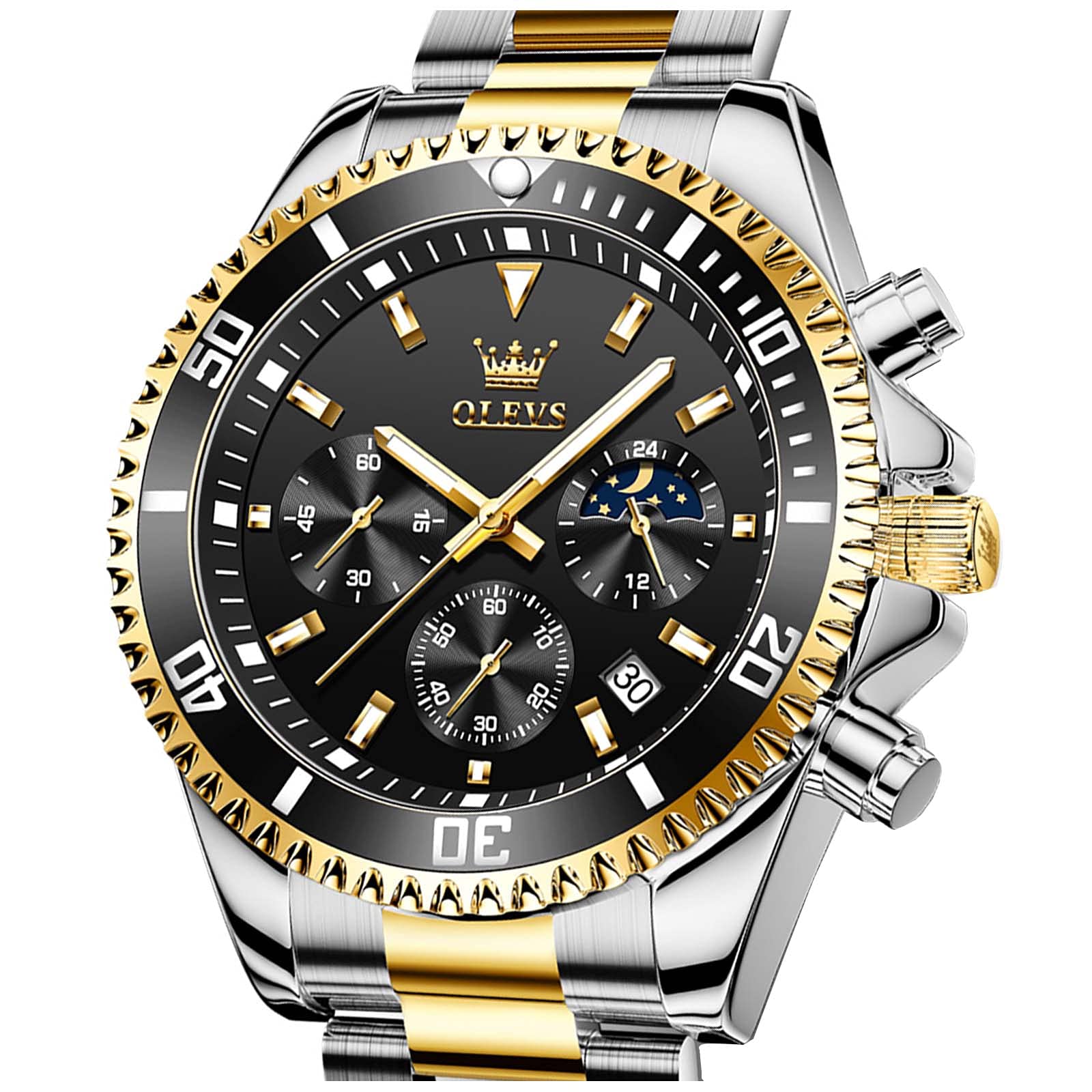OLEVS Mens Stainless Steel Watch Fashion Luxury Big Face Analog Waterp - View 9