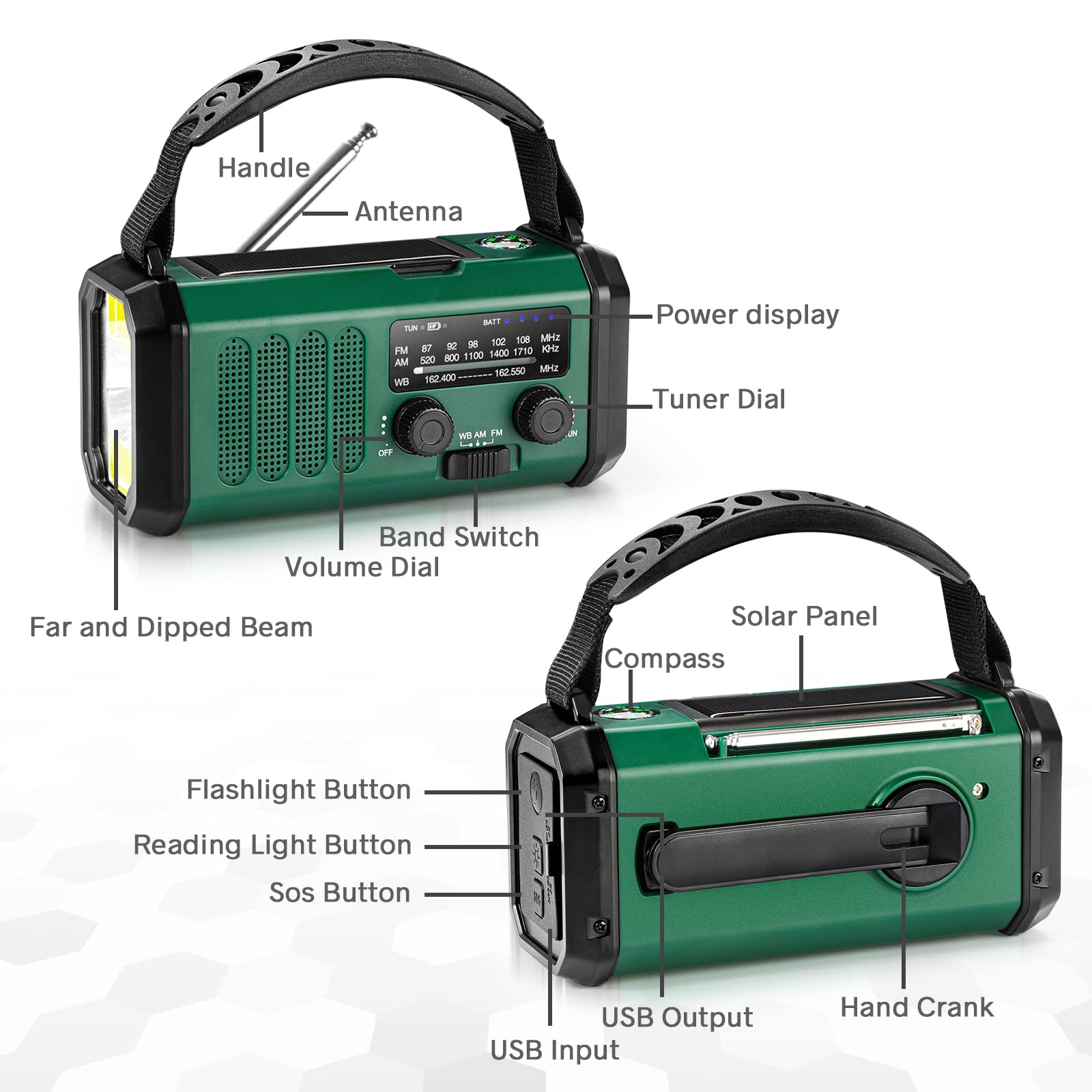 Leaton Hand Crank Emergency Radio, NOAA Weather Radio AM/FM,10000 by Leaton - Angle View 5
