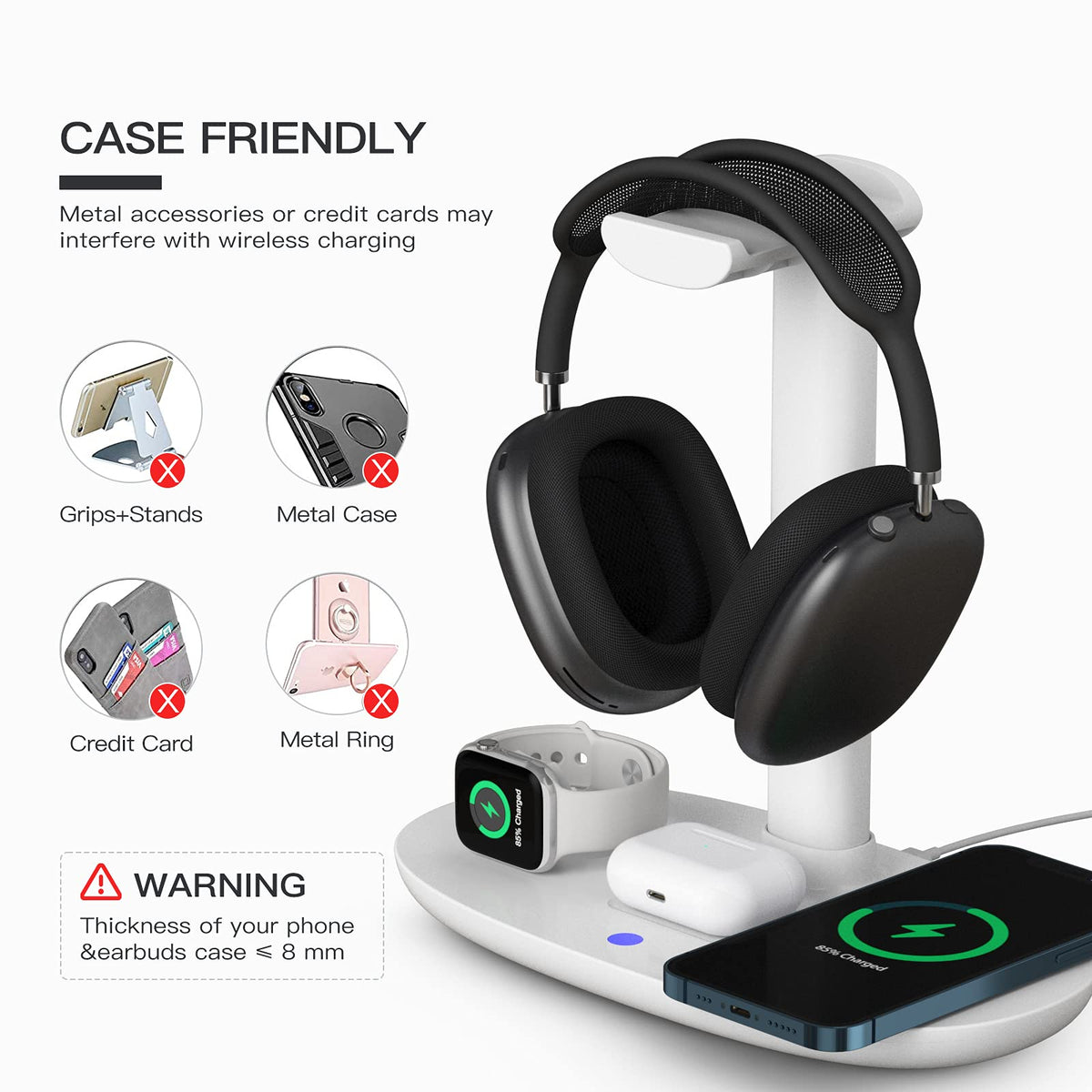 Headphone Stand with 15w Wireless Charger Suguder 4 in 1 - Suguder Official Imagery - 6