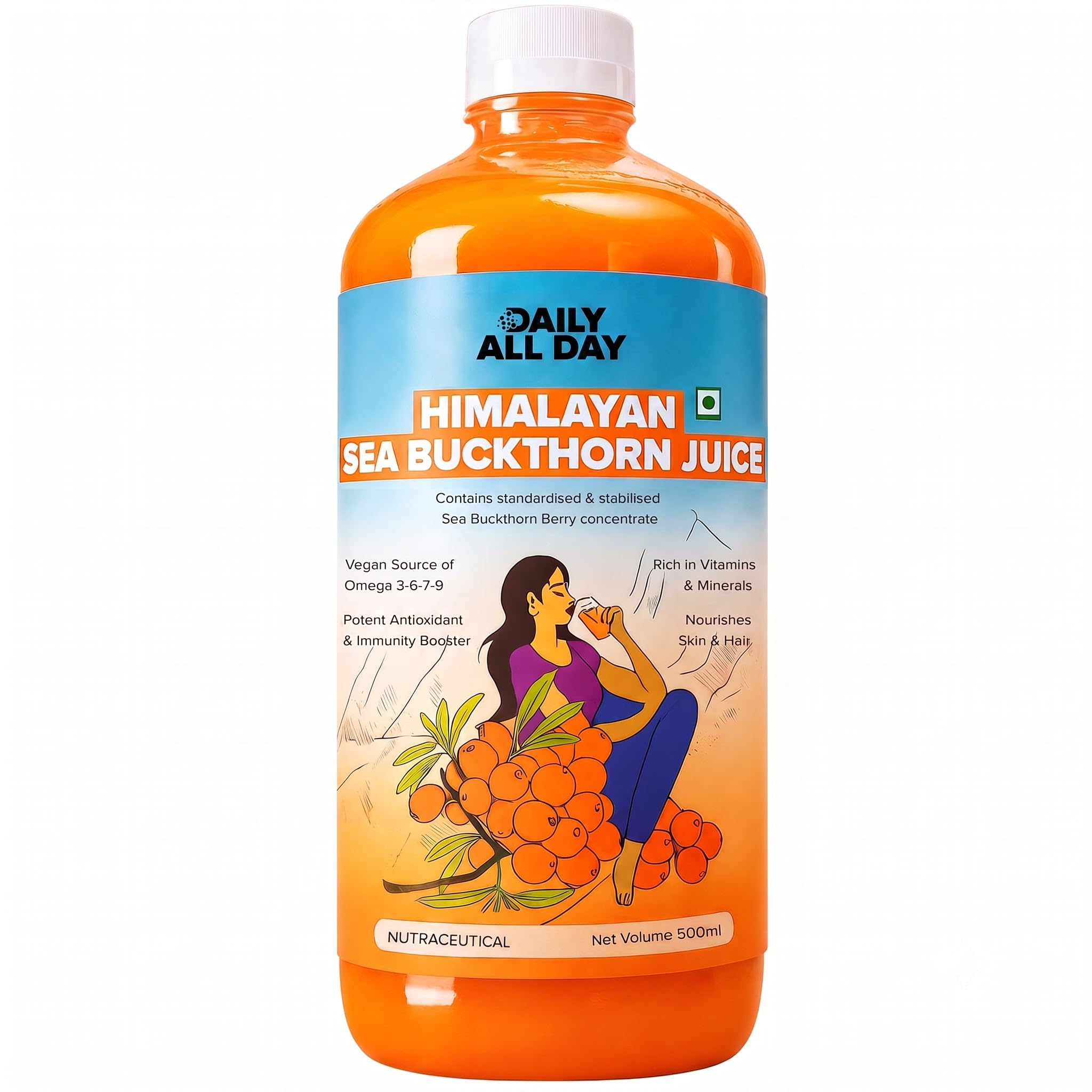 Himalayan Sea Buckthorn Juice Omega 7 Liquid Superfruit - Daily All Day Official Product Imagery - 1