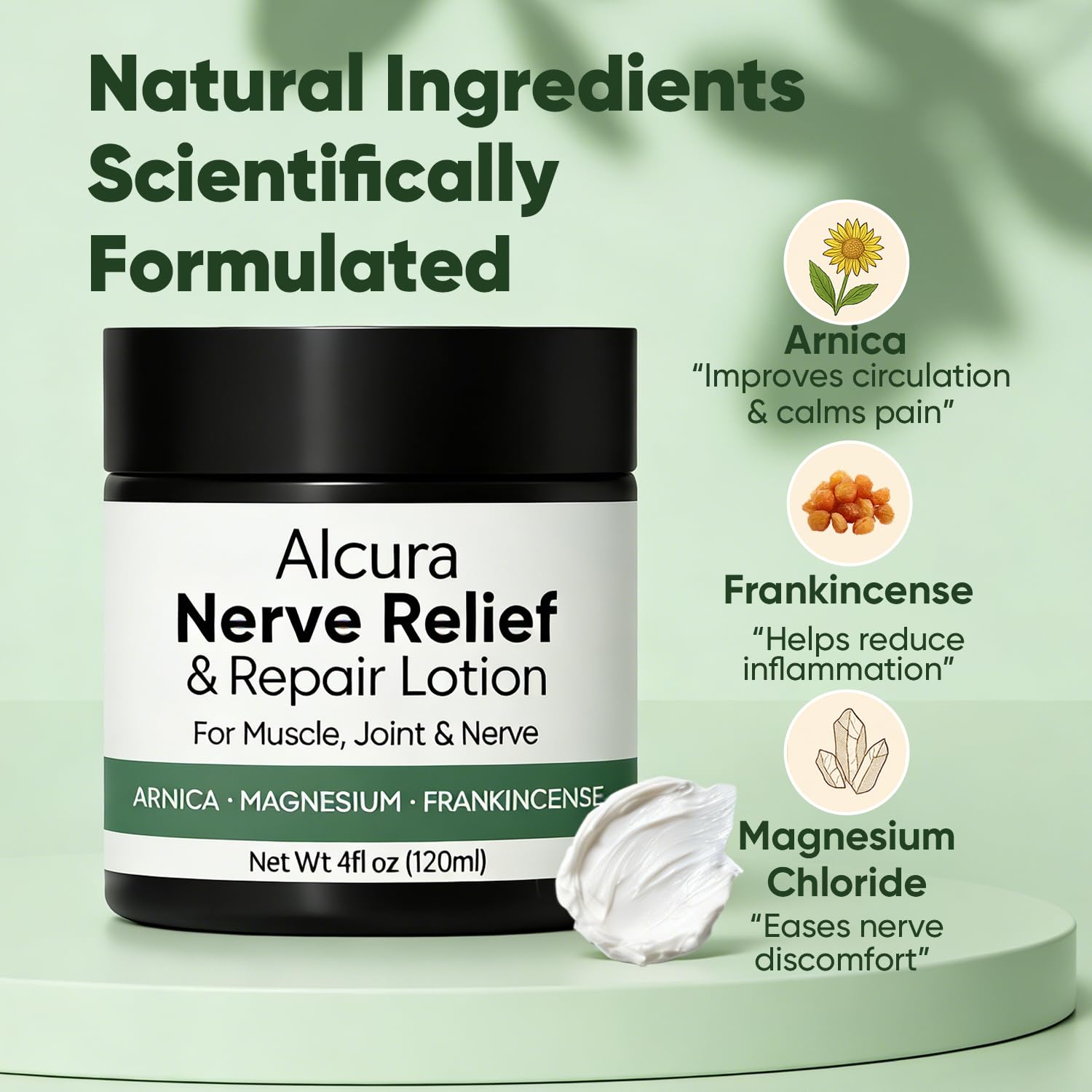 Peehss Alcura Nerve Cream – Neuropathy Lotion with Arnica & Magnesium, 4 oz