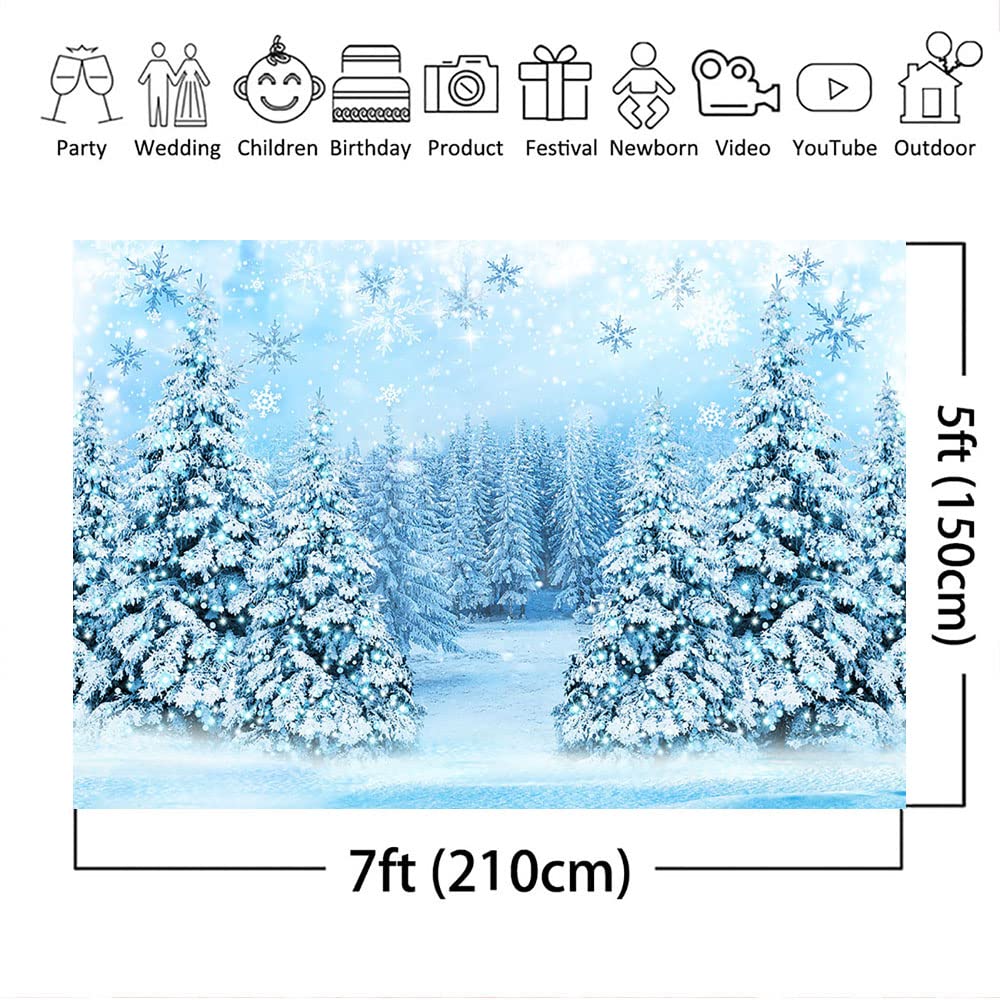 Mocsicka Winter Wonderland Backdrop 7x5ft Blue Christmas