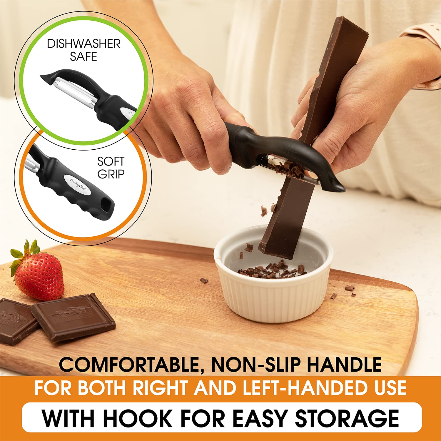 Spring Chef Swivel Vegetable Peeler for Kitchen w/Soft Grip Handl by Spring Chef - Angle View 5