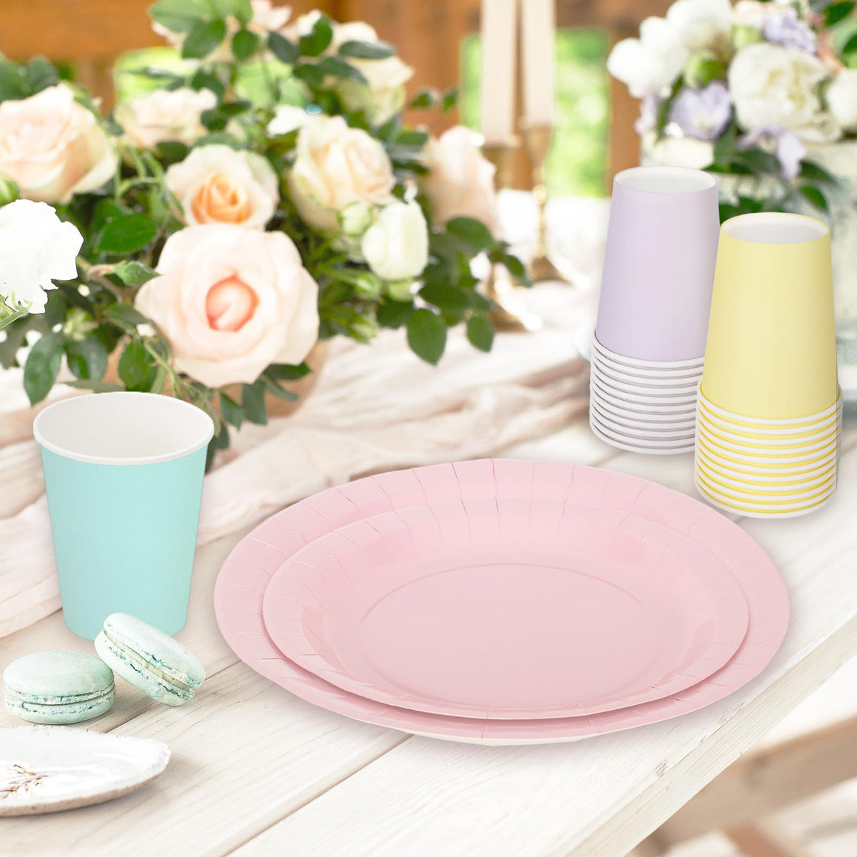 Whaline 244Pcs Pastel Rainbow Tableware Set Serves 48 4 - Whaline Official Imagery - 7