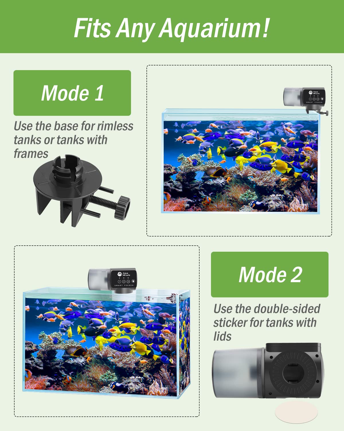 AquaMiracle Automatic Fish Feeder for Aquarium, Auto Fish Food Di - AquaMiracle Official Product View 3