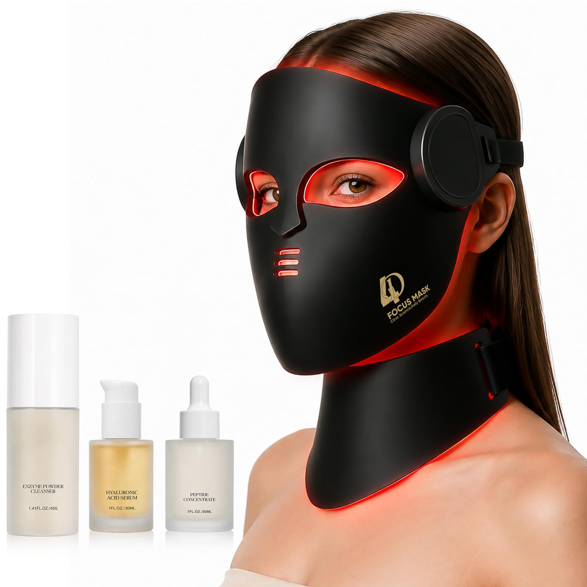 4D Contour Fit LED Light Therapy Mask for Face Neck Red - LuxRenew Official Imagery - 2