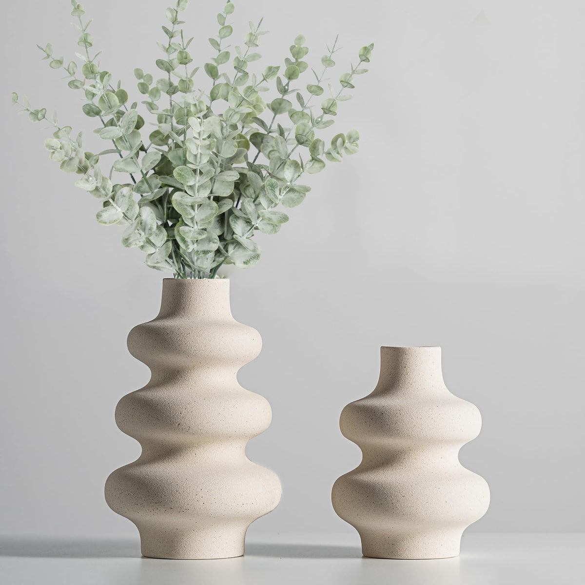 Ceramic Vases Set Boho Home Decor Vase Off White Set of 2 - Steviieden Official Imagery - 1