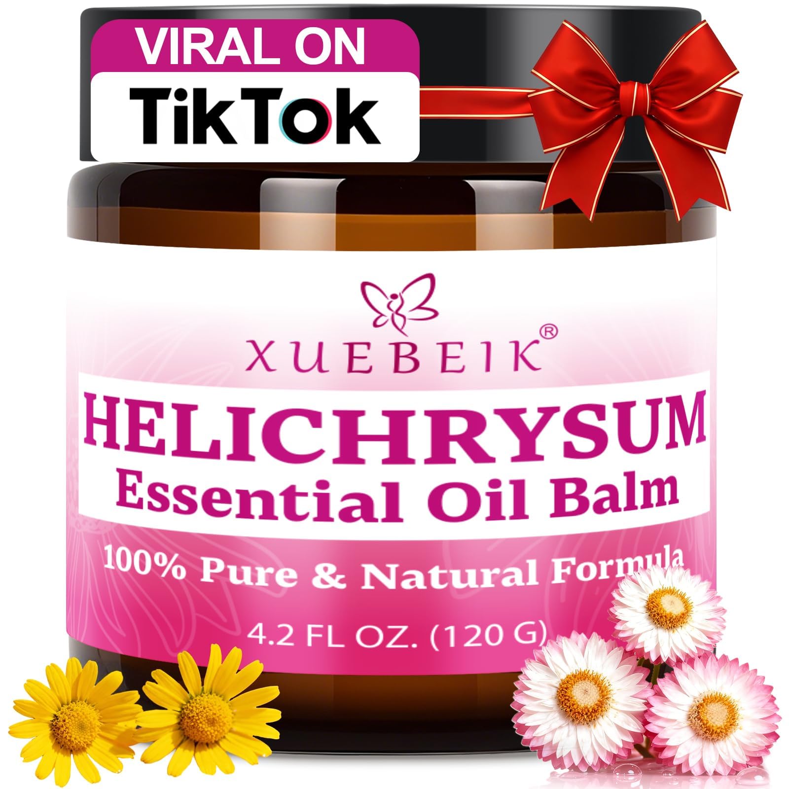 XUEBEIK Helichrysum Balm 120g natural skin repair salve in a jar, moisturizing and soothing for damaged or dry skin.