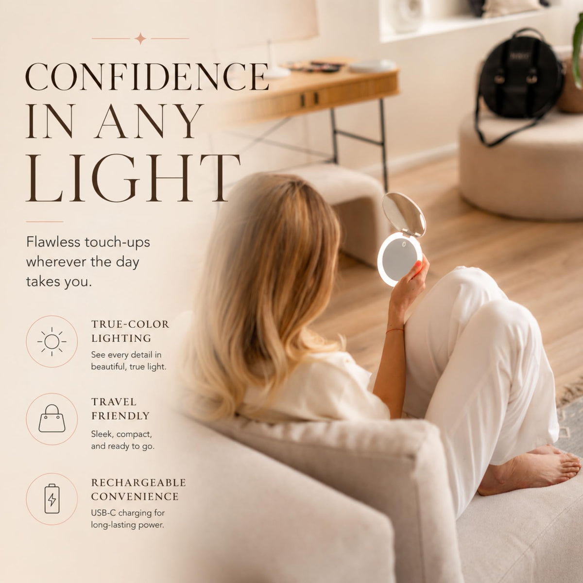 LED Compact Mirror with Light 1x 10x Magnification 30 Day - Ilios Lighting Official Imagery - 8
