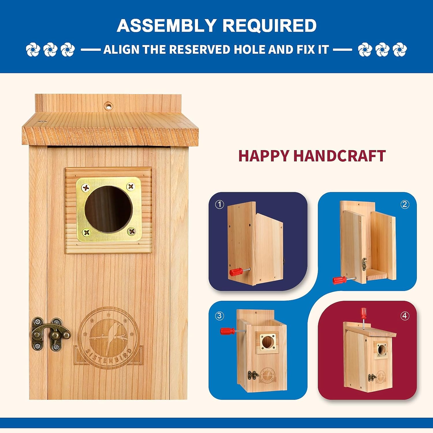 Two cedar outdoor bird houses with copper guards, ideal for garden or backyard bird nesting, by SISTERBIRD.