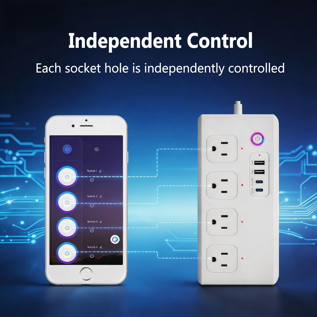 WiFi Smart Power Strip Surge Protector with PD 20W USB C - DIBOKAYSHI Official Imagery - 6