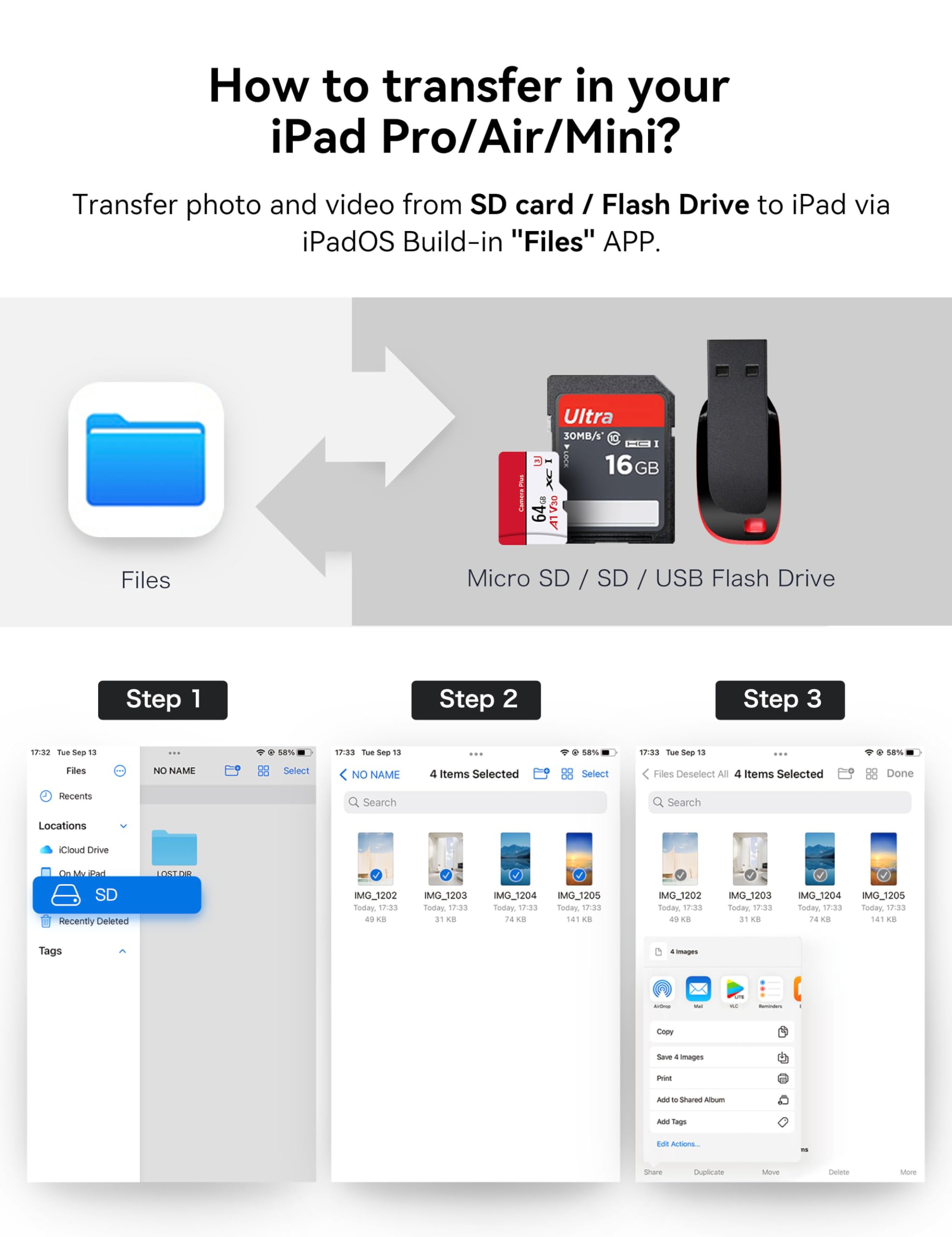 BnmxTek USB C to SD card reader with SD and MicroSD ports, compatible with iPhone, iPad, MacBook, Android, and USB-C devices