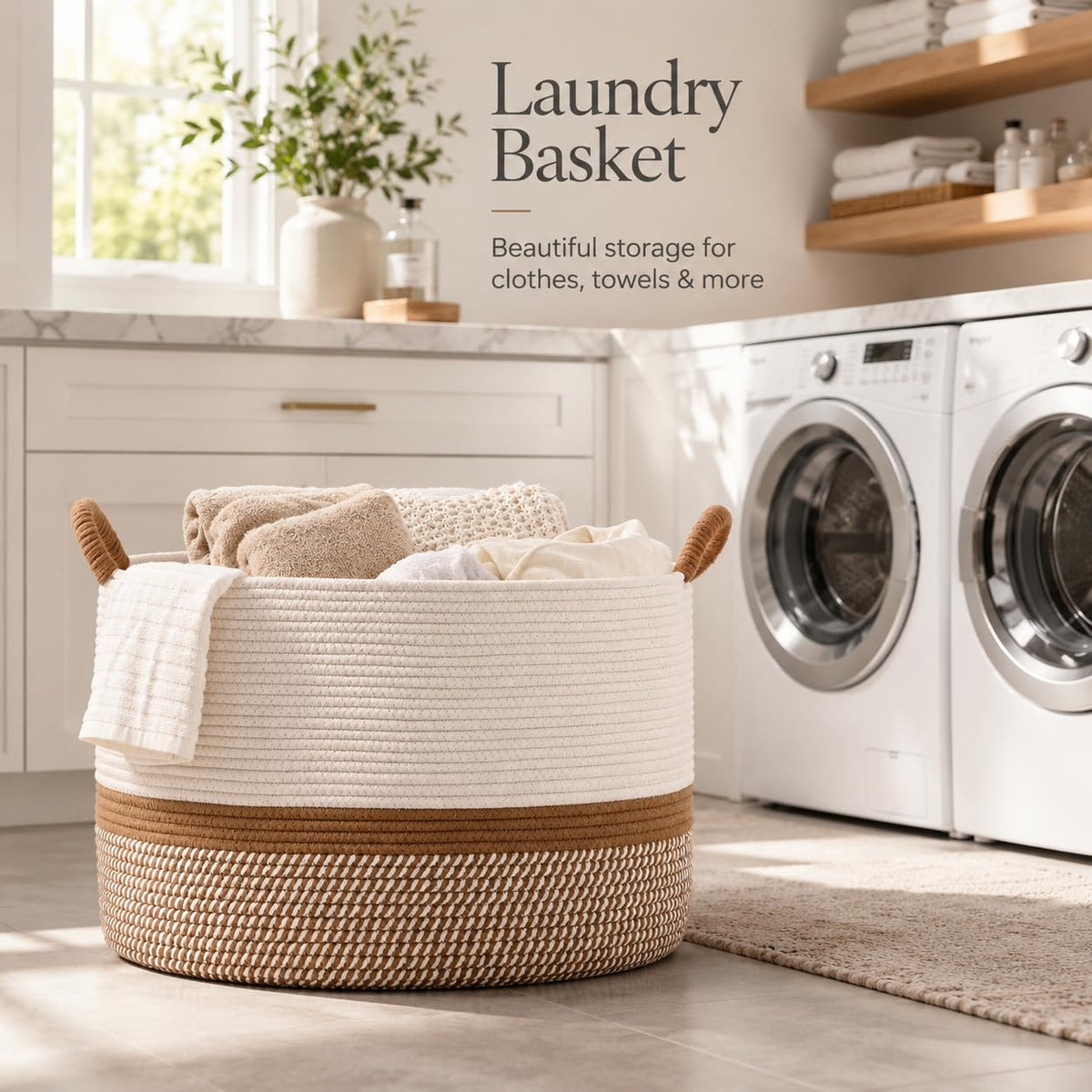 KAKAMAY Large Blanket Basket with Handles Storage Basket for - KAKAMAY Official Imagery - 6