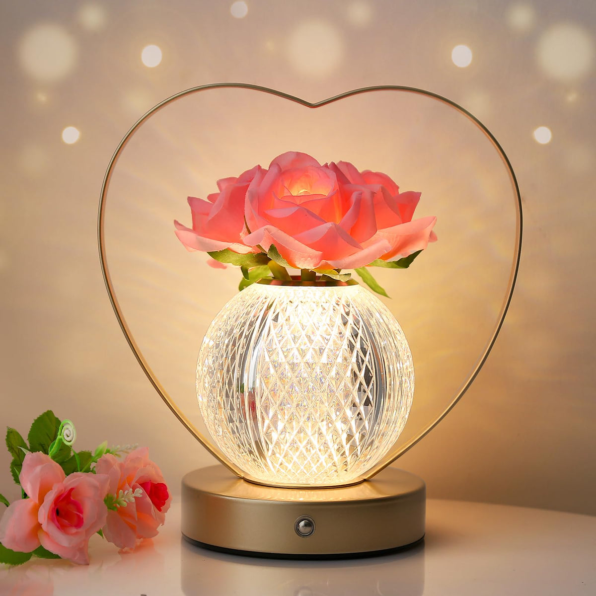AMWGIMI Women Gifts Rose Flower Lamp Cordless LED Touch Lamp - AMWGIMI Official Imagery - 1