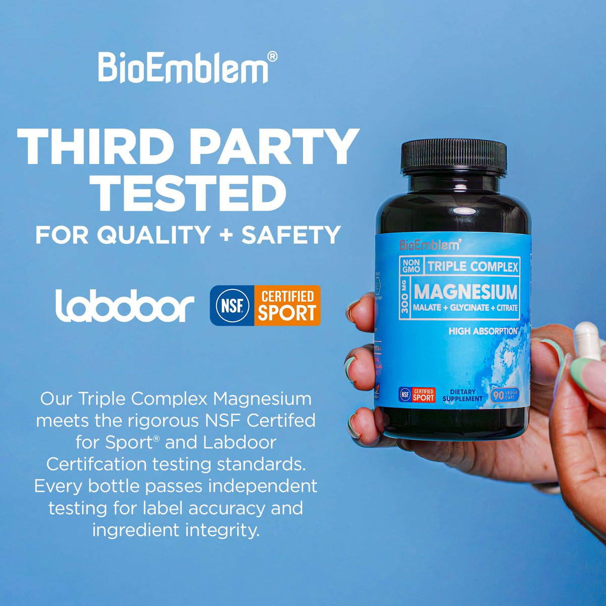 BioEmblem Magnesium Glycinate Complex 300mg Per Serving 90 - BioEmblem Official Imagery - 4