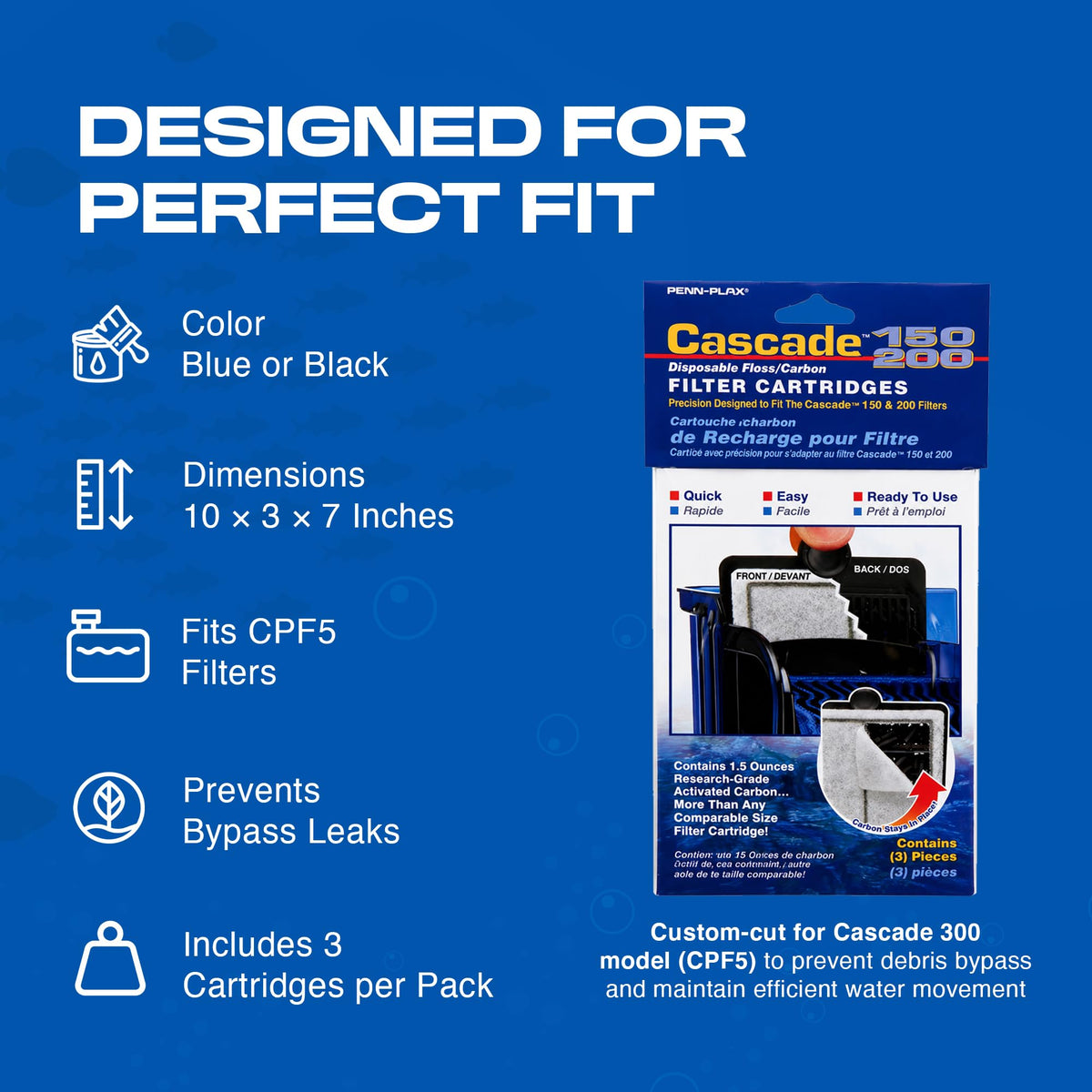 Penn Plax Cascade 300 GPH Hang On Filter Replacement Media 3 - Penn-Plax Official Imagery - 5