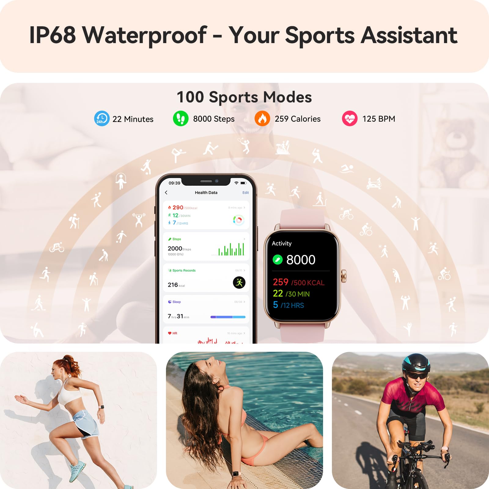 Gydom Smart Watch for Women Android & iPhone, Alexa Built-in, IP68 Wat - View 3