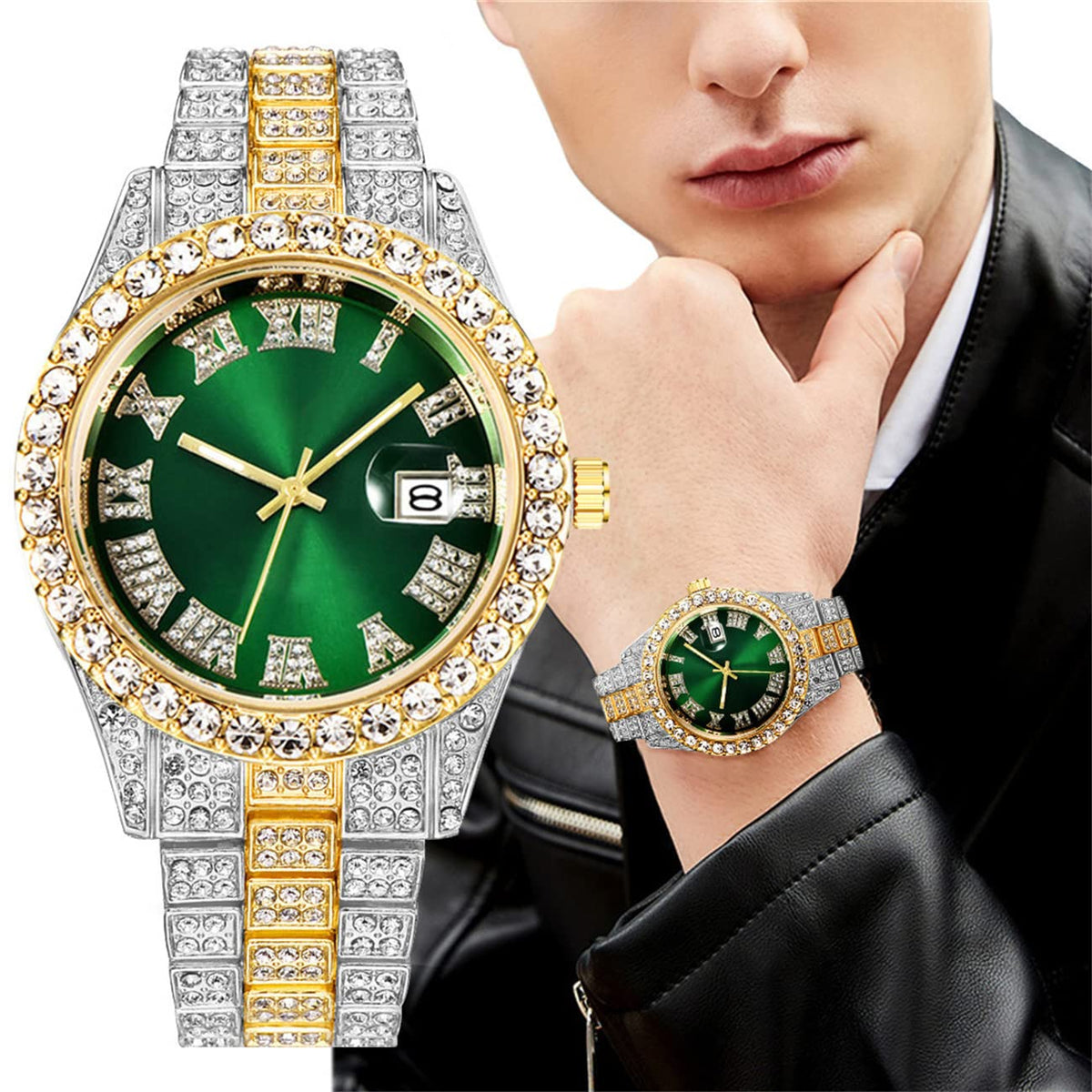 3 Pack Luxury Men Hip Hop Watch with Roman Scale Calendar - CdyBox Official Imagery - 3