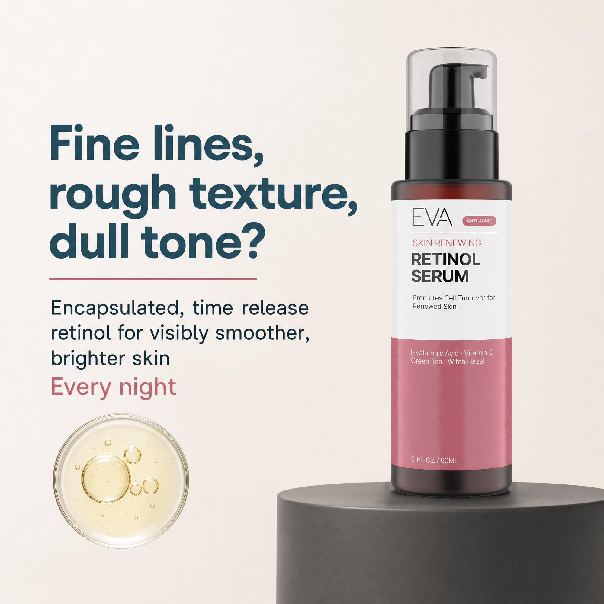 Eva Naturals Retinol Serum for Face, Night Serum with Hyaluronic Acid - Eva Naturals Official Product View 4