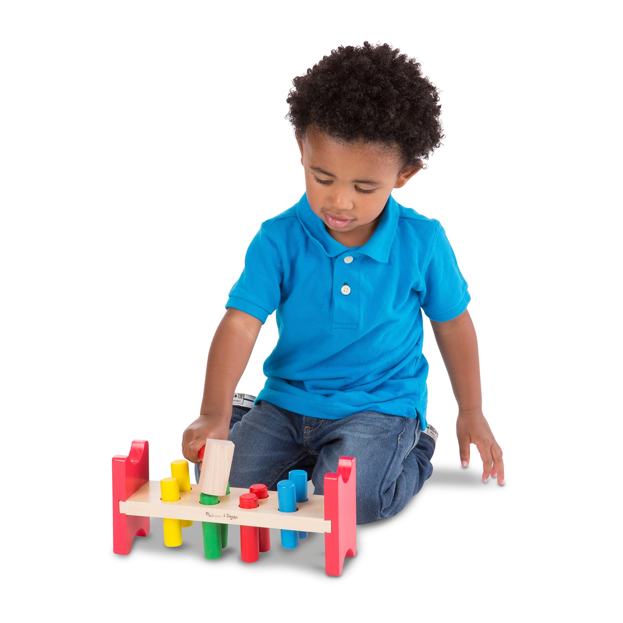 Melissa &amp; Doug Deluxe Wooden Pound-A-Peg Toy with Hammer - 4.6               4.6 out of 5 stars
