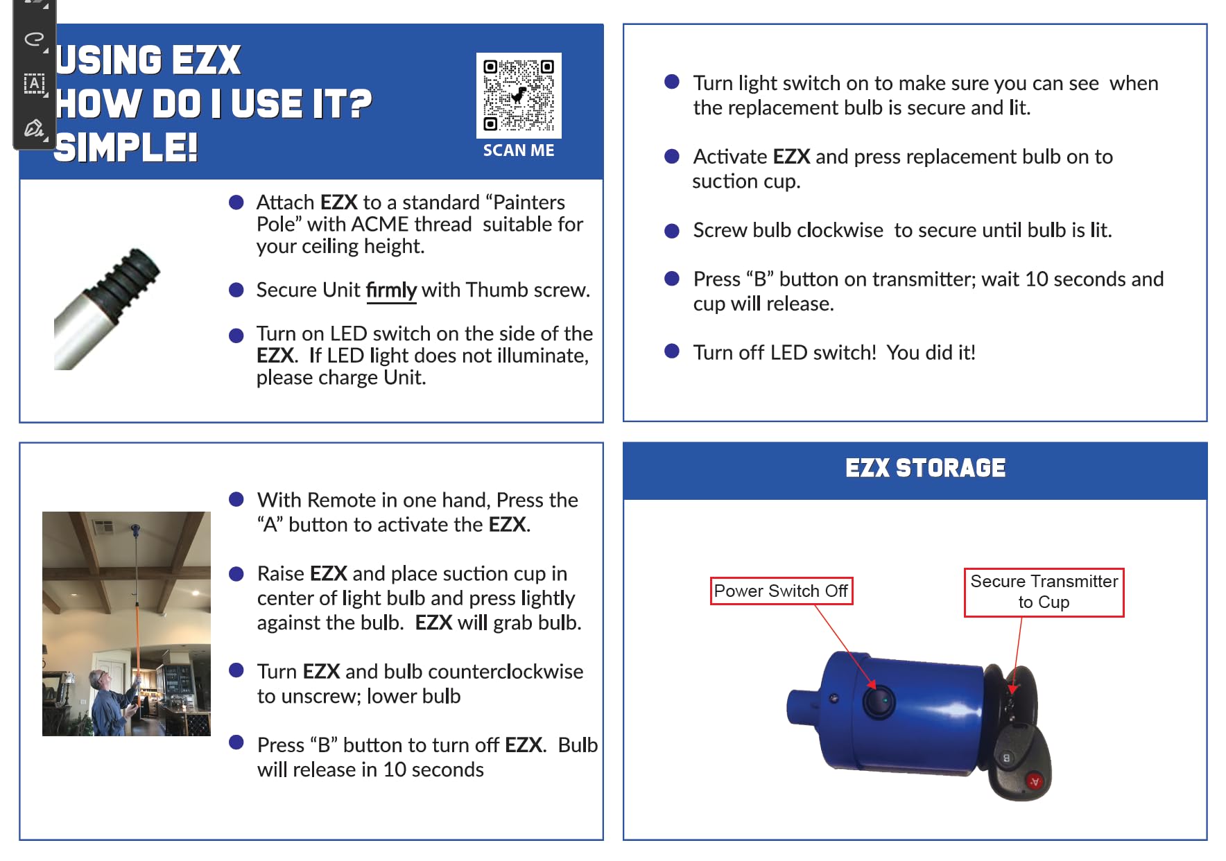 2ULES EZX Light Bulb Changer for High Ceilings, Patented Vacuum T - 2ULES Official Product View 9