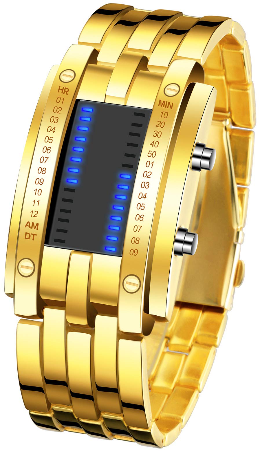 FANMIS Creative Mens Binary Matrix Blue LED Digital Watch Black Plated LED - FANMIS Official Product View 7