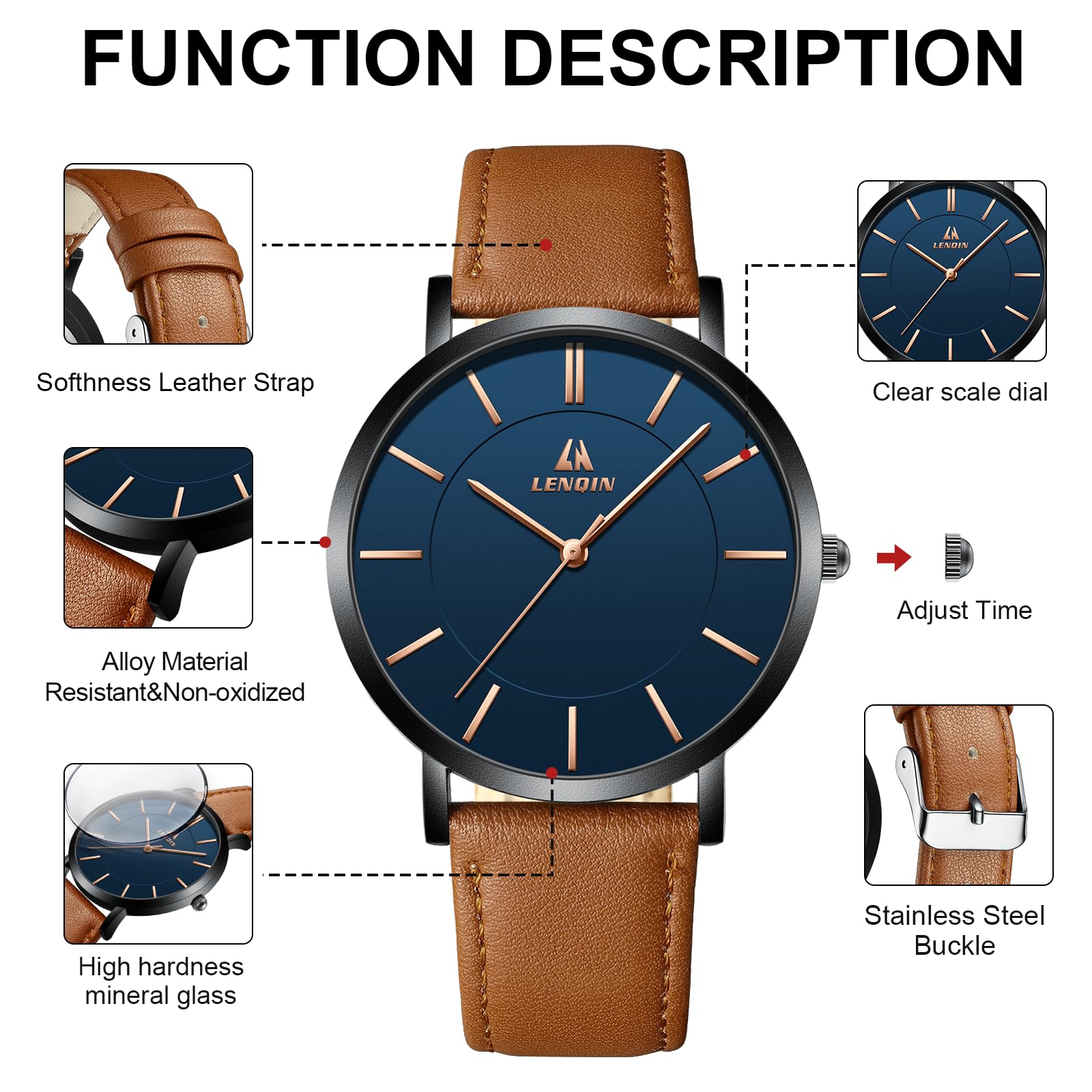 LN LENQIN Mens Watches Waterproof Stainless Steel Watch for Men - View 9