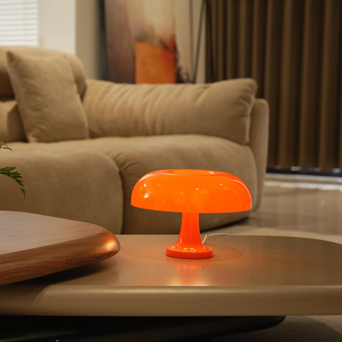 Cordless Mushroom Table Lamp Rechargeable Orange Bedside - DIVEKID Official Imagery - 8