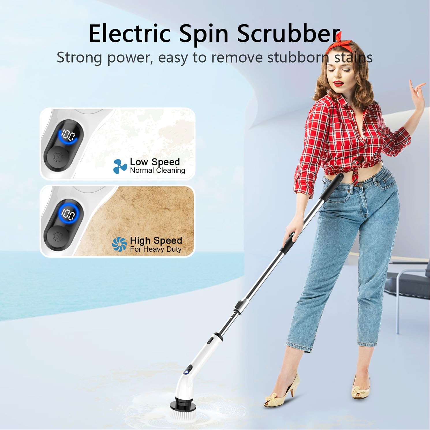 TUYU Electric Spin Scrubber, Cordless Cleaning Brush for Bathroom by TUYU - Angle View 2