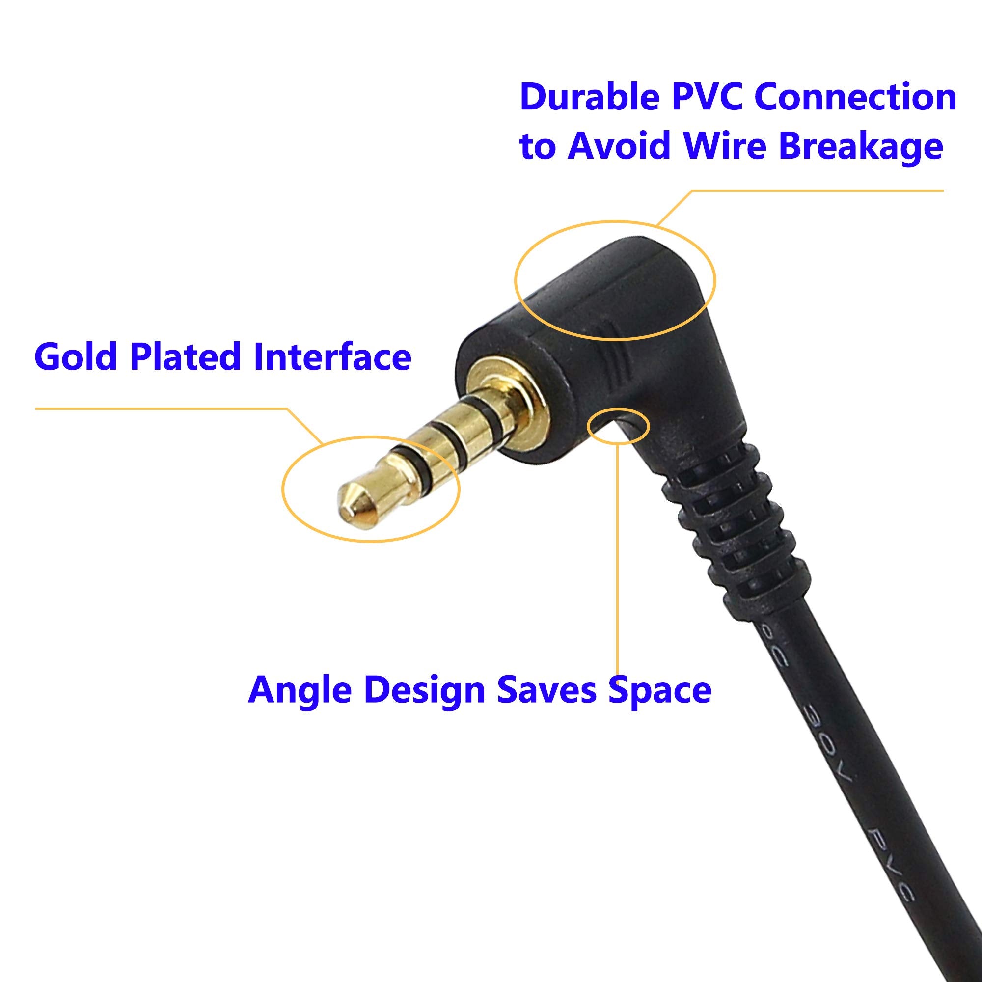 SinLoon 3.5mm TRRS Cable,   Gold Plated 90 Degree Right & Left An by SinLoon - Angle View 3