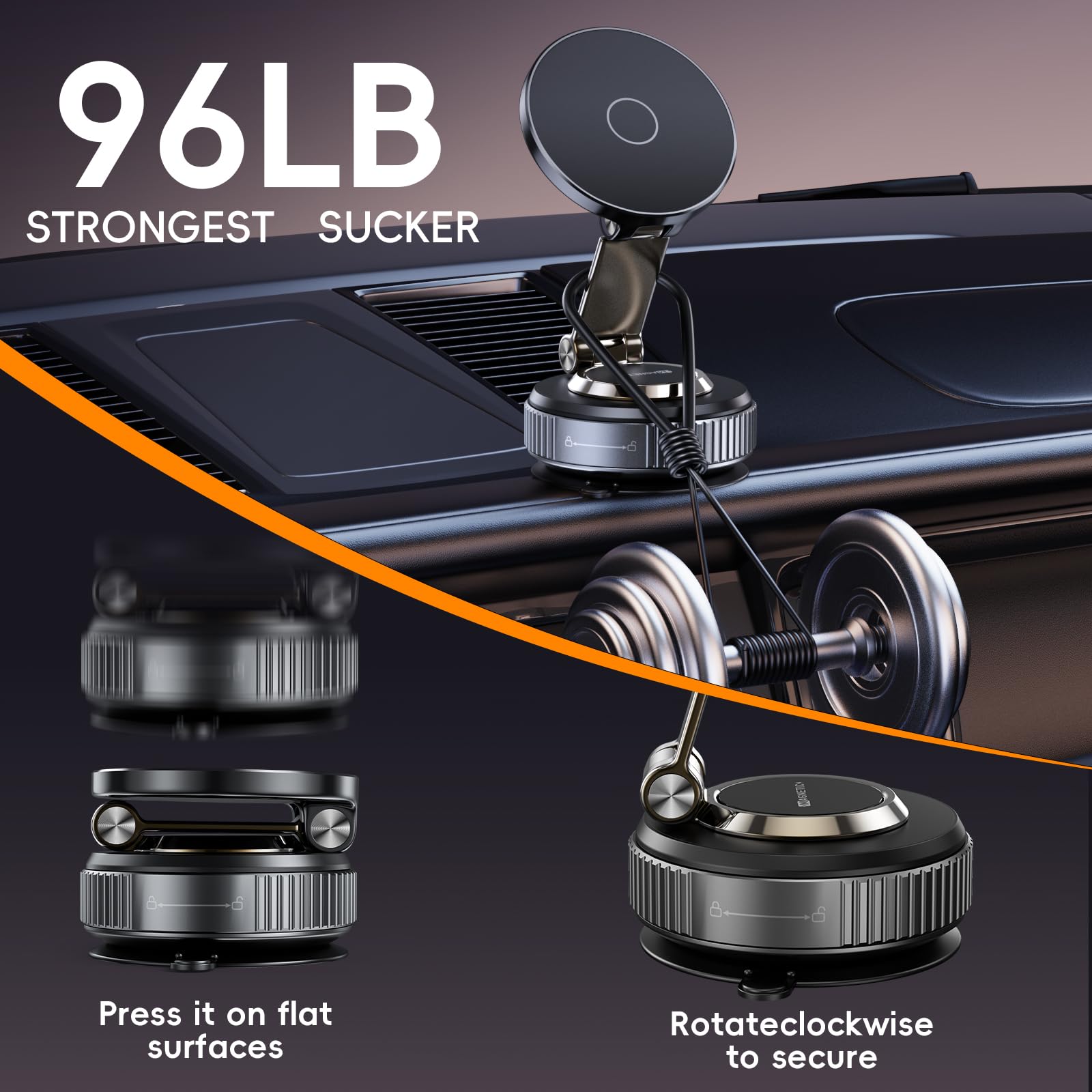 YLBV Magnetic Phone Holder for Car 2026 Heavy Duty Model 360° Adjustable Vacuum - YLBV Official Product View 4