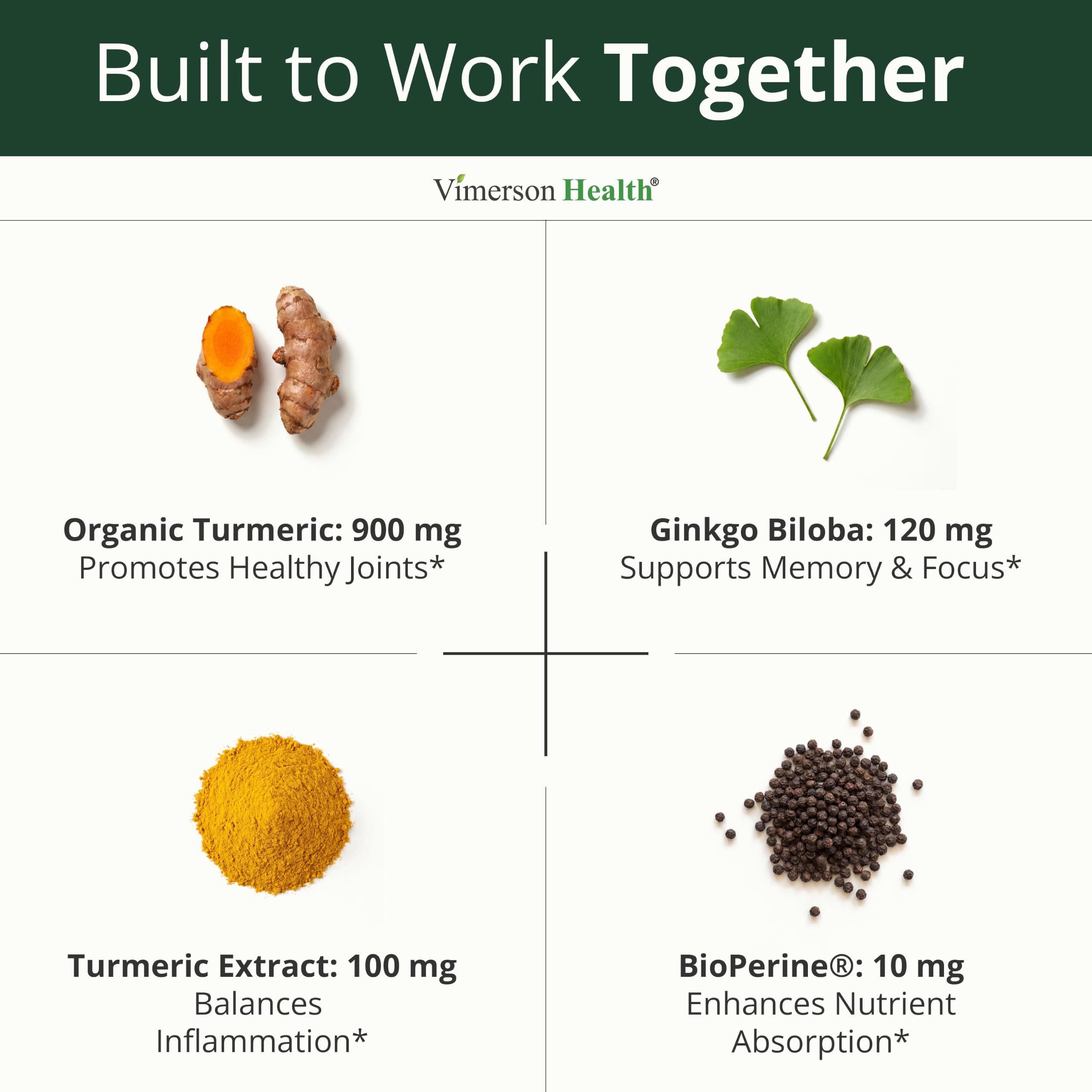 Ginko Biloba Capsules with Ginkgo Biloba 120mg & Organic Turme... - Vimerson Health Official Product View 5