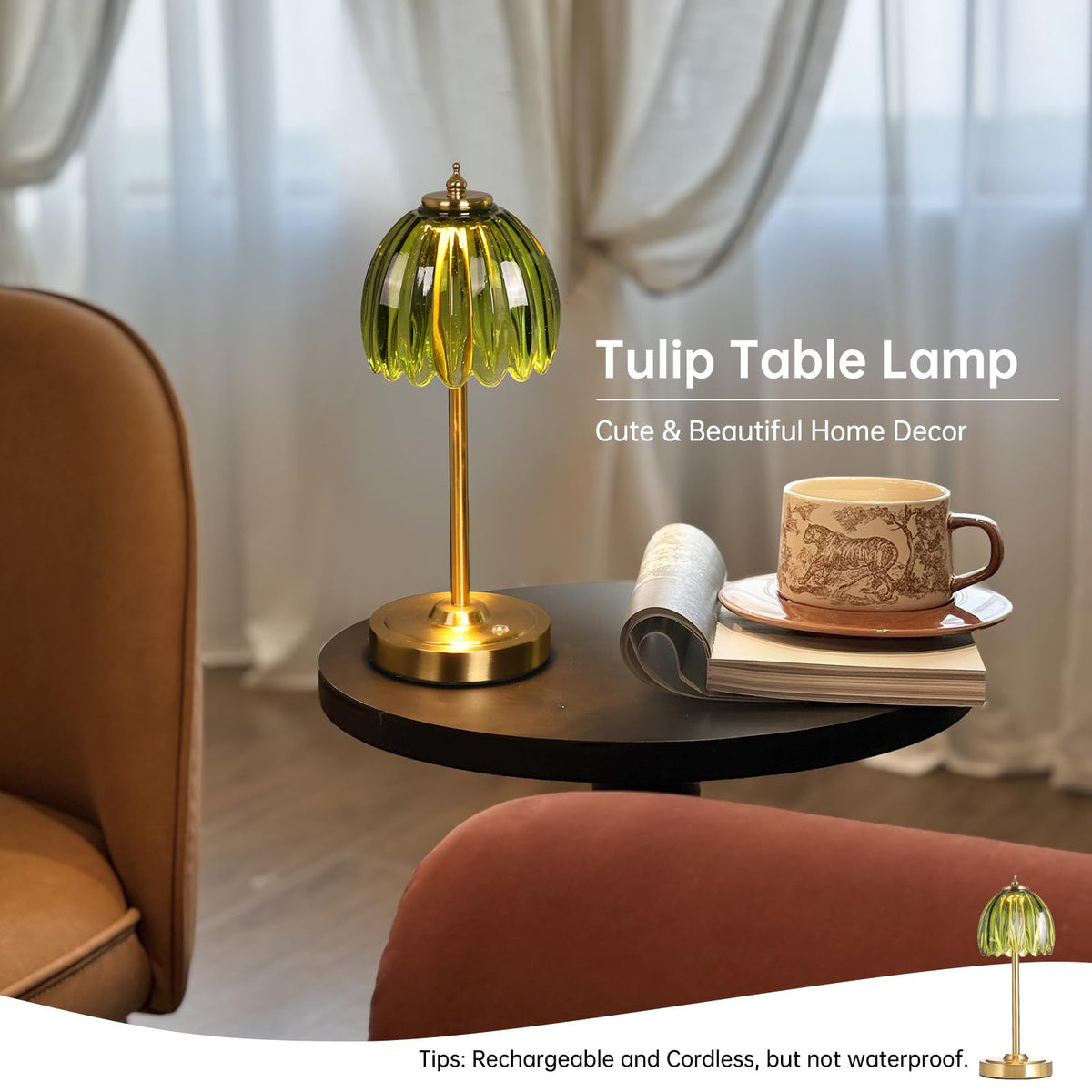 Shenmoyl Tulip Table Lamp with 5000mAh Battery Touch Control - Shenmoyl Official Imagery - 7