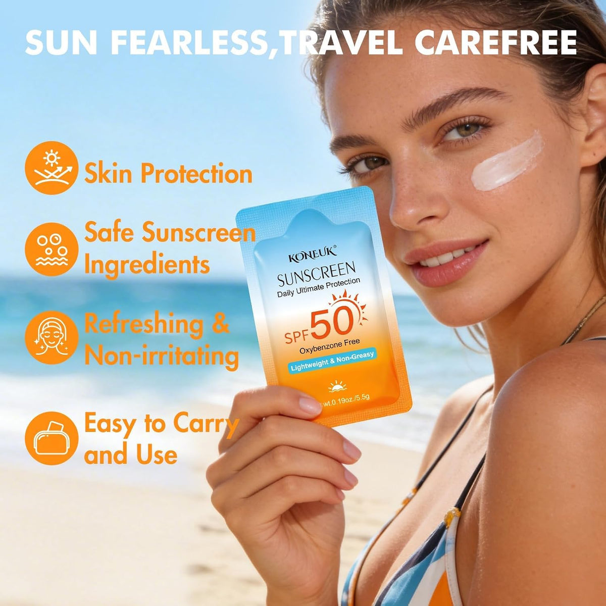 200 Pack Bulk Mini Sunscreen for Face Body Lightweight Non - KONEUK Official Imagery - 4