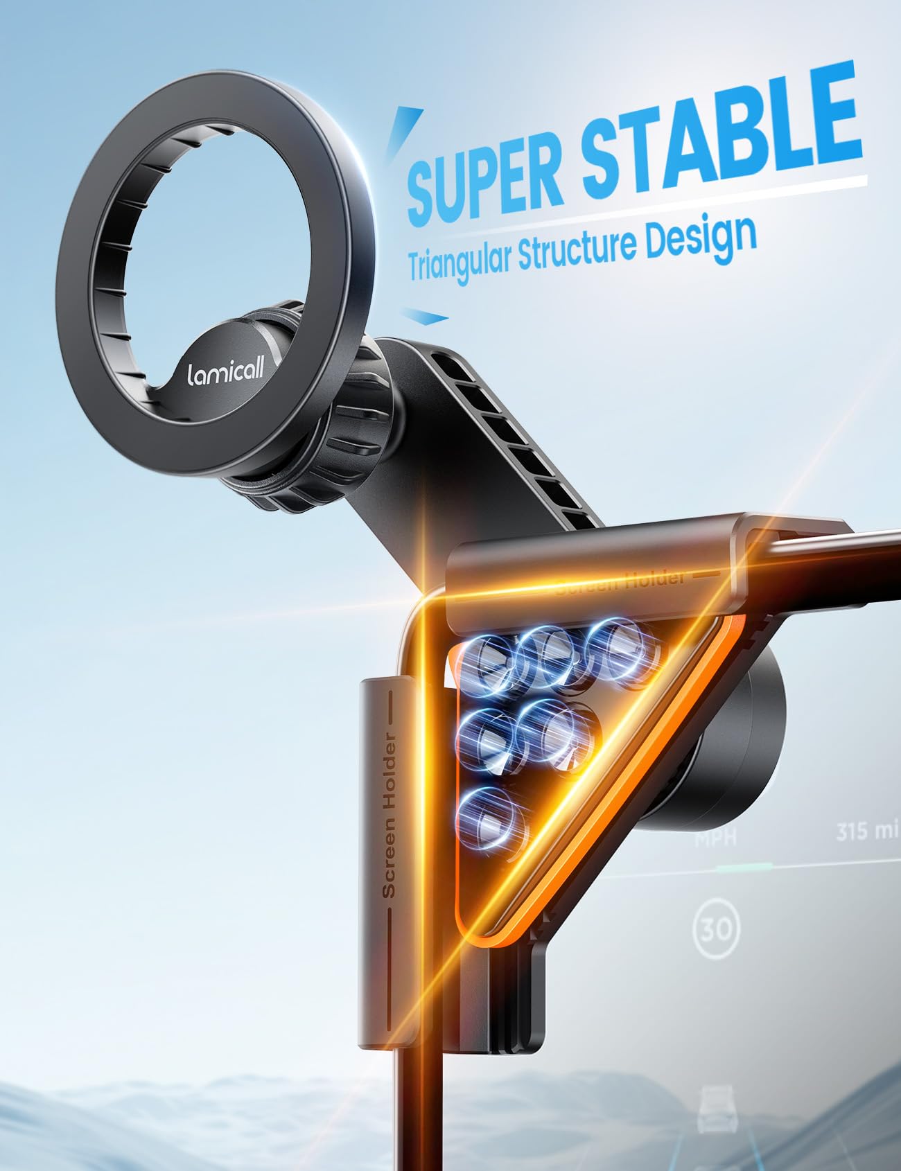 Lamicall Magnetic Phone Holder for Tesla Model 3 and Y Strongest N55 Magnet - Lamicall Official Product View 3